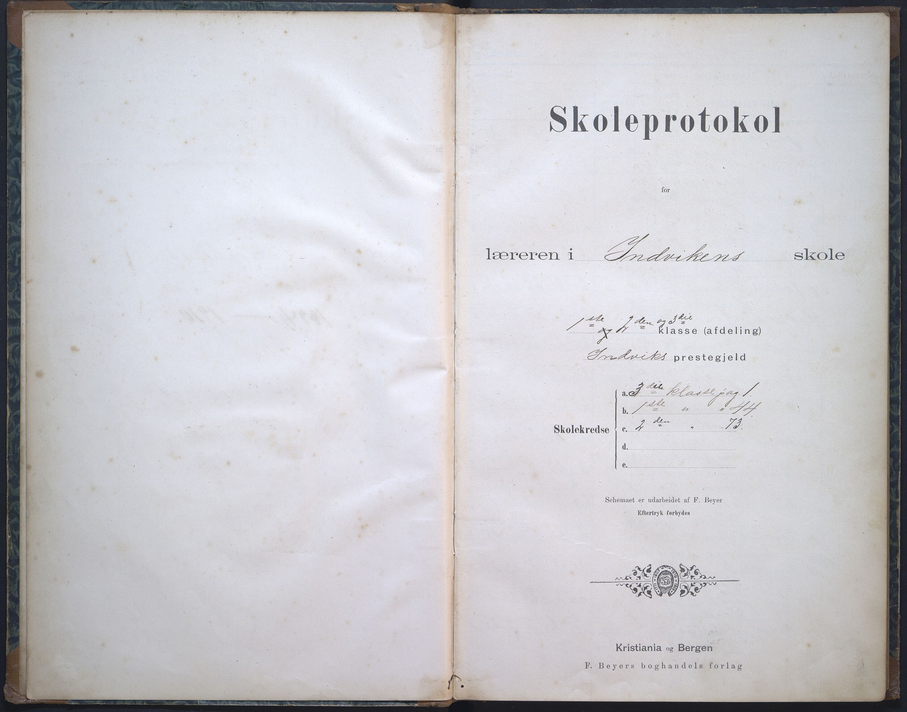 Innvik kommune. Innvik skule, VLFK/K-14470.520.01/542/L0001: skuleprotokoll for Innvik skule, 1894-1910