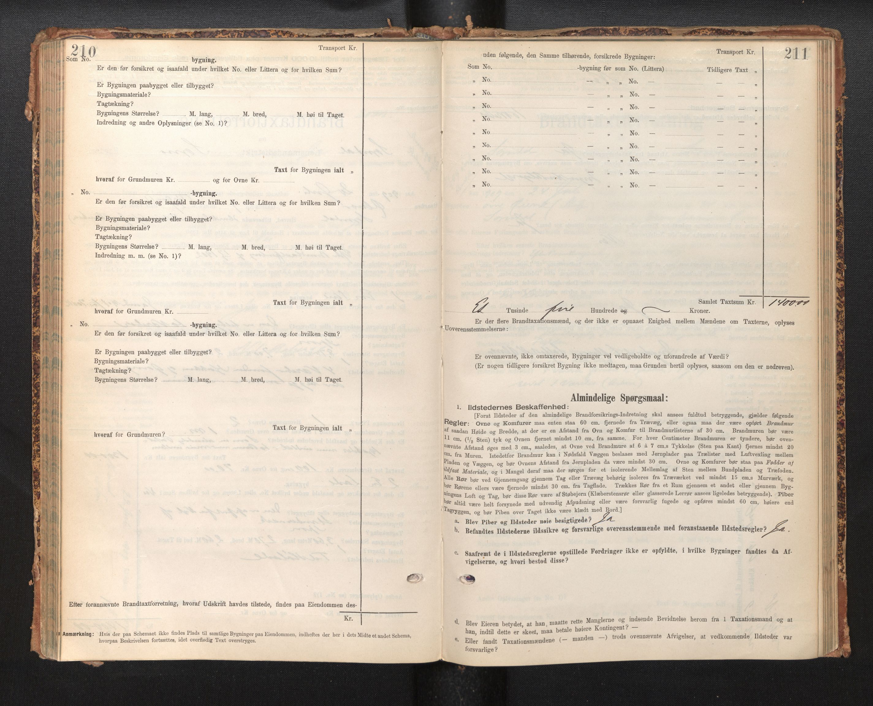 Lensmannen i Sogndal, AV/SAB-A-29901/0012/L0009: Branntakstprotokoll, skjematakst, 1901-1914, s. 210-211