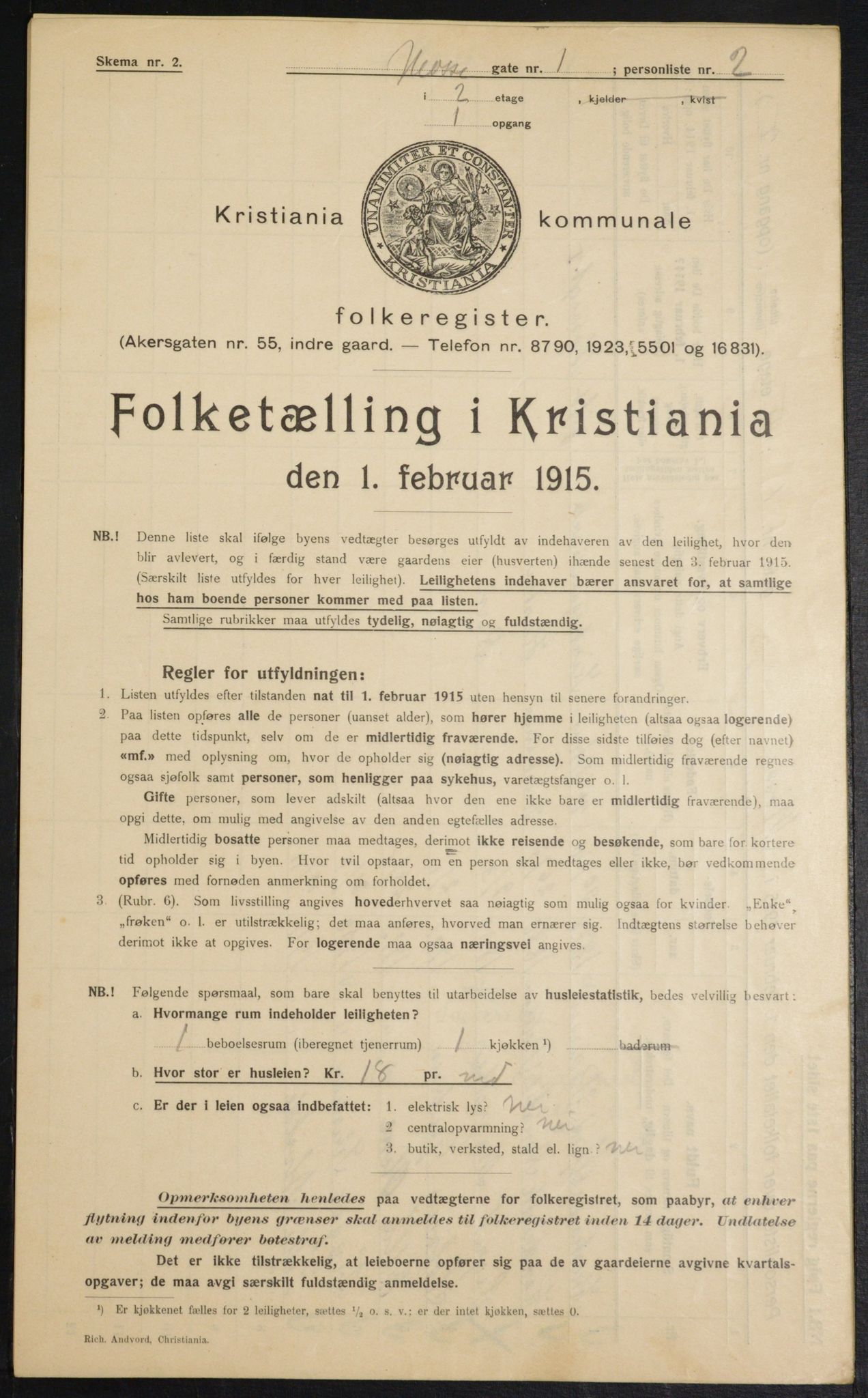 OBA, Kommunal folketelling 1.2.1915 for Kristiania, 1915, s. 65094