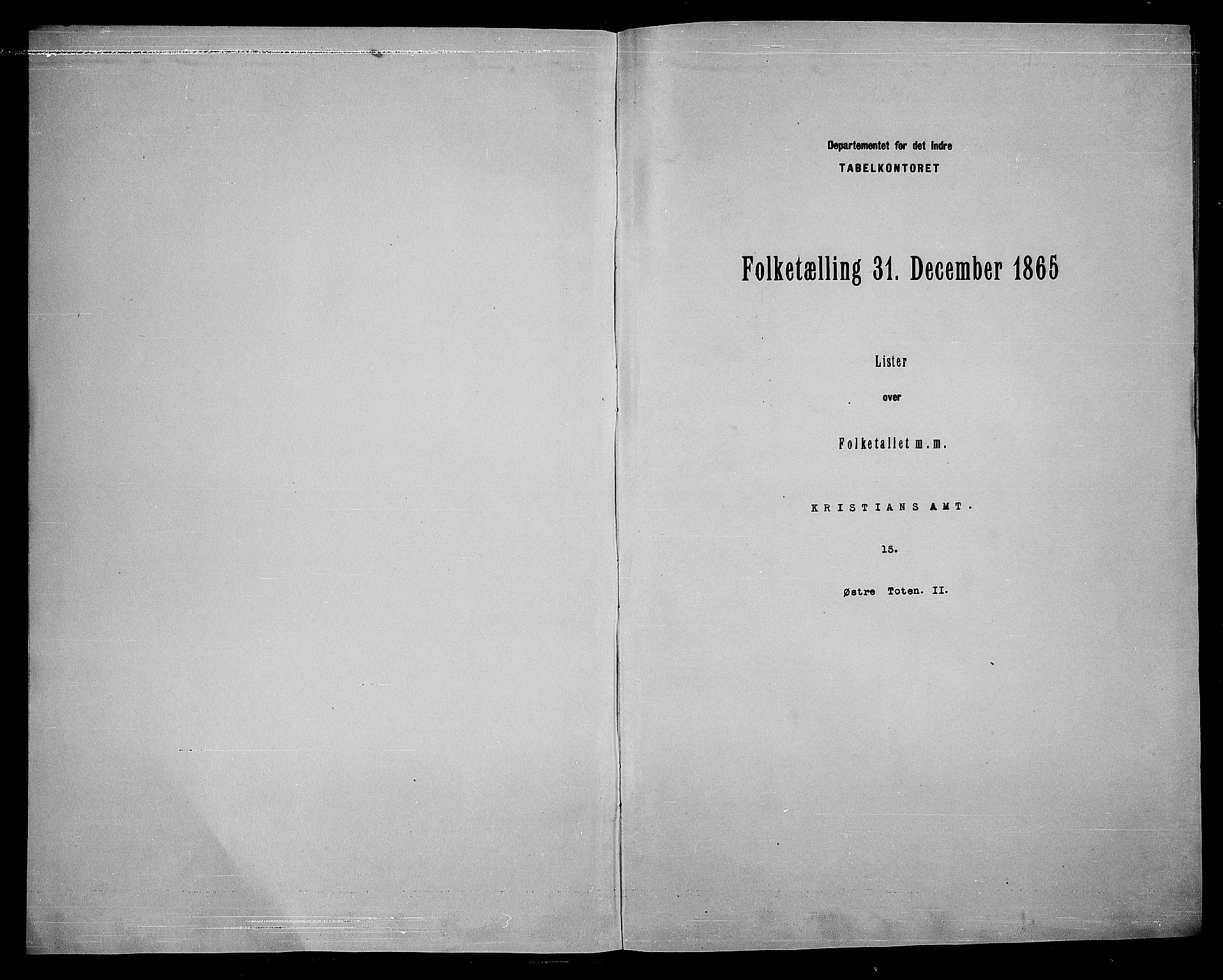 RA, Folketelling 1865 for 0528P Østre Toten prestegjeld, 1865, s. 134