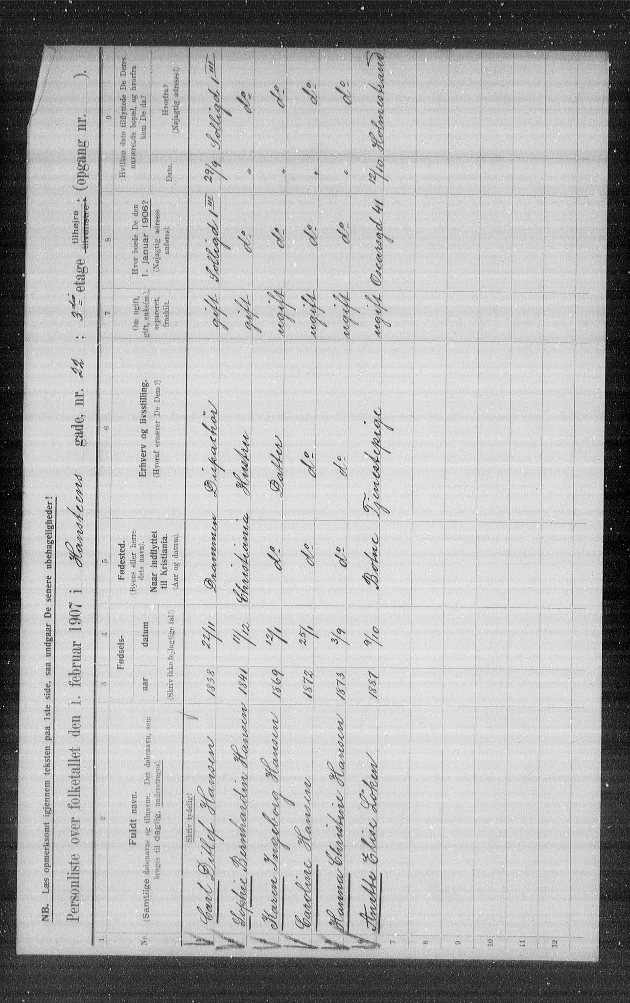 OBA, Kommunal folketelling 1.2.1907 for Kristiania kjøpstad, 1907, s. 17951