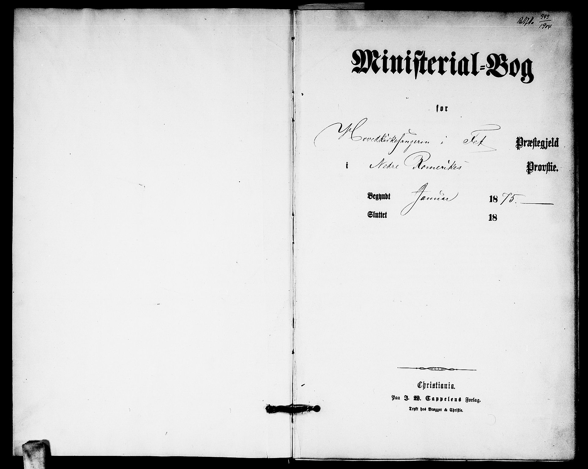 Fet prestekontor Kirkebøker, SAO/A-10370a/G/Ga/L0005: Klokkerbok nr. I 5, 1875-1877