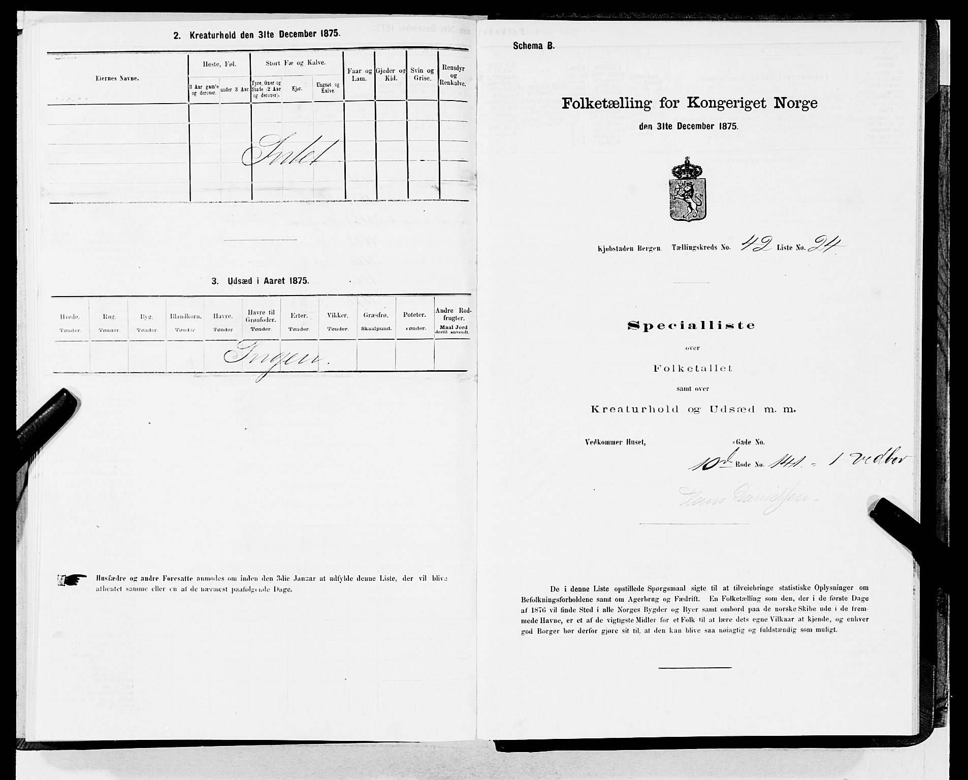 SAB, Folketelling 1875 for 1301 Bergen kjøpstad, 1875, s. 2222