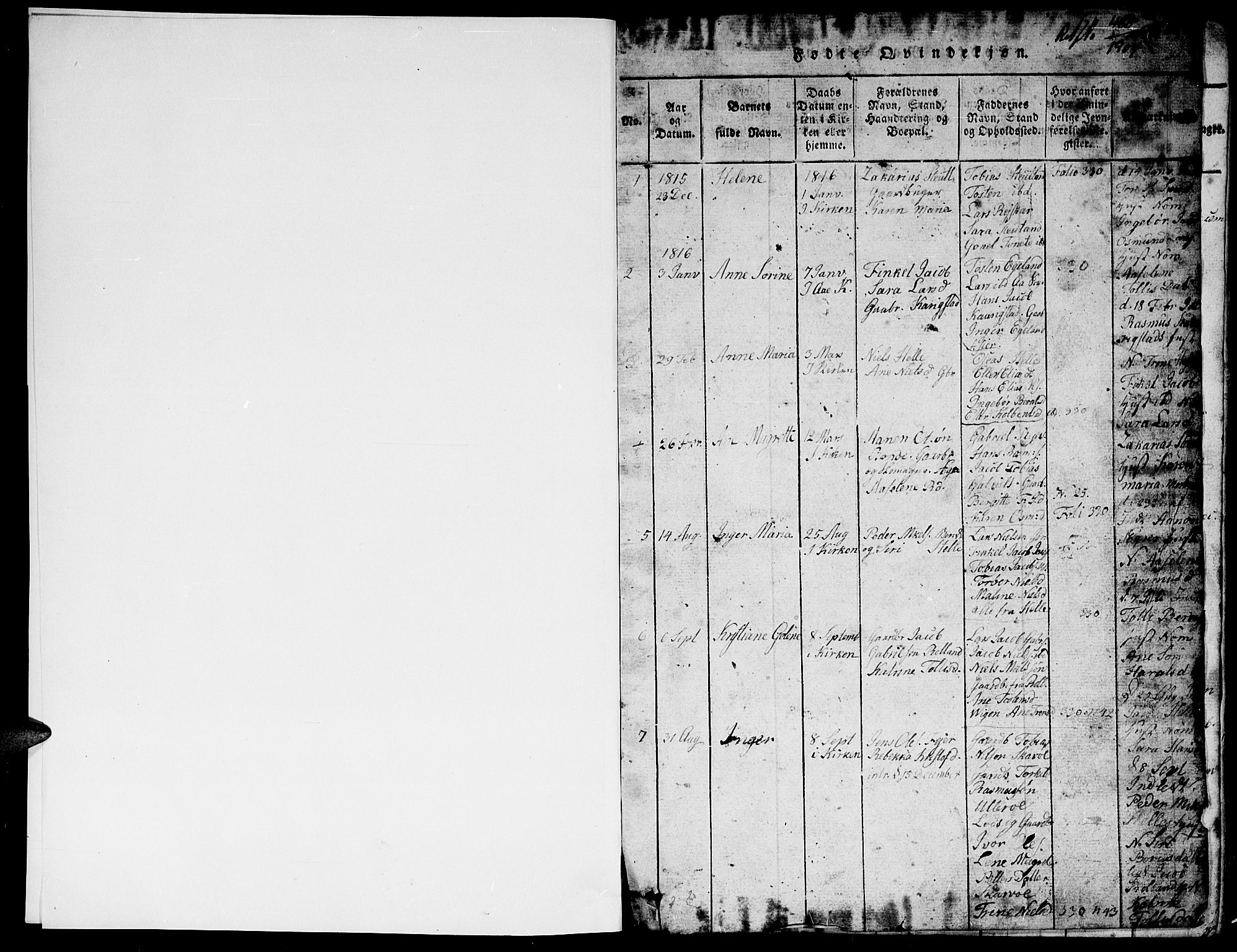 Herad sokneprestkontor, AV/SAK-1111-0018/F/Fb/Fbb/L0001: Klokkerbok nr. B 1, 1815-1852