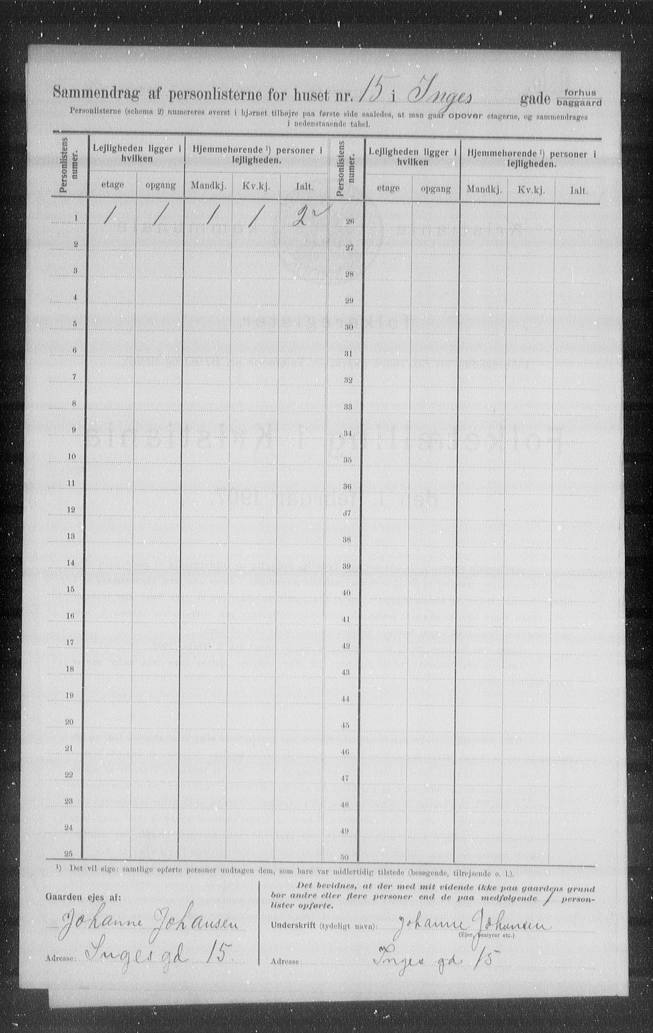 OBA, Kommunal folketelling 1.2.1907 for Kristiania kjøpstad, 1907, s. 22843