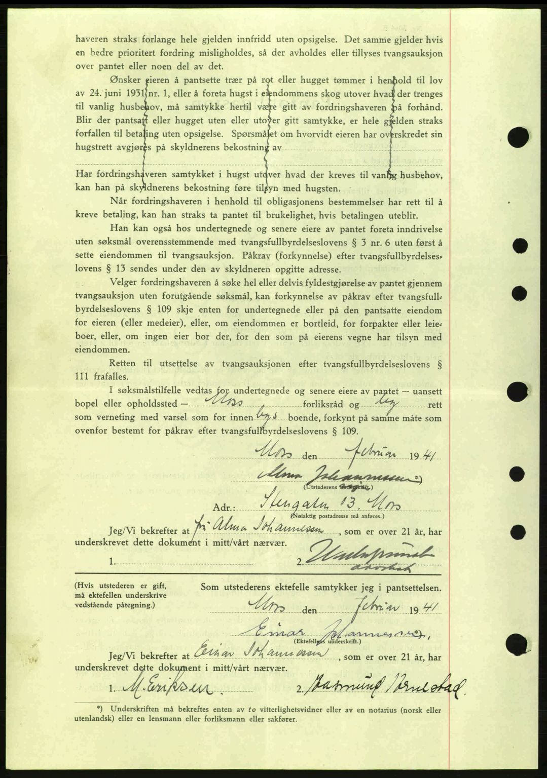 Moss sorenskriveri, SAO/A-10168: Pantebok nr. B10, 1940-1941, Dagboknr: 322/1941