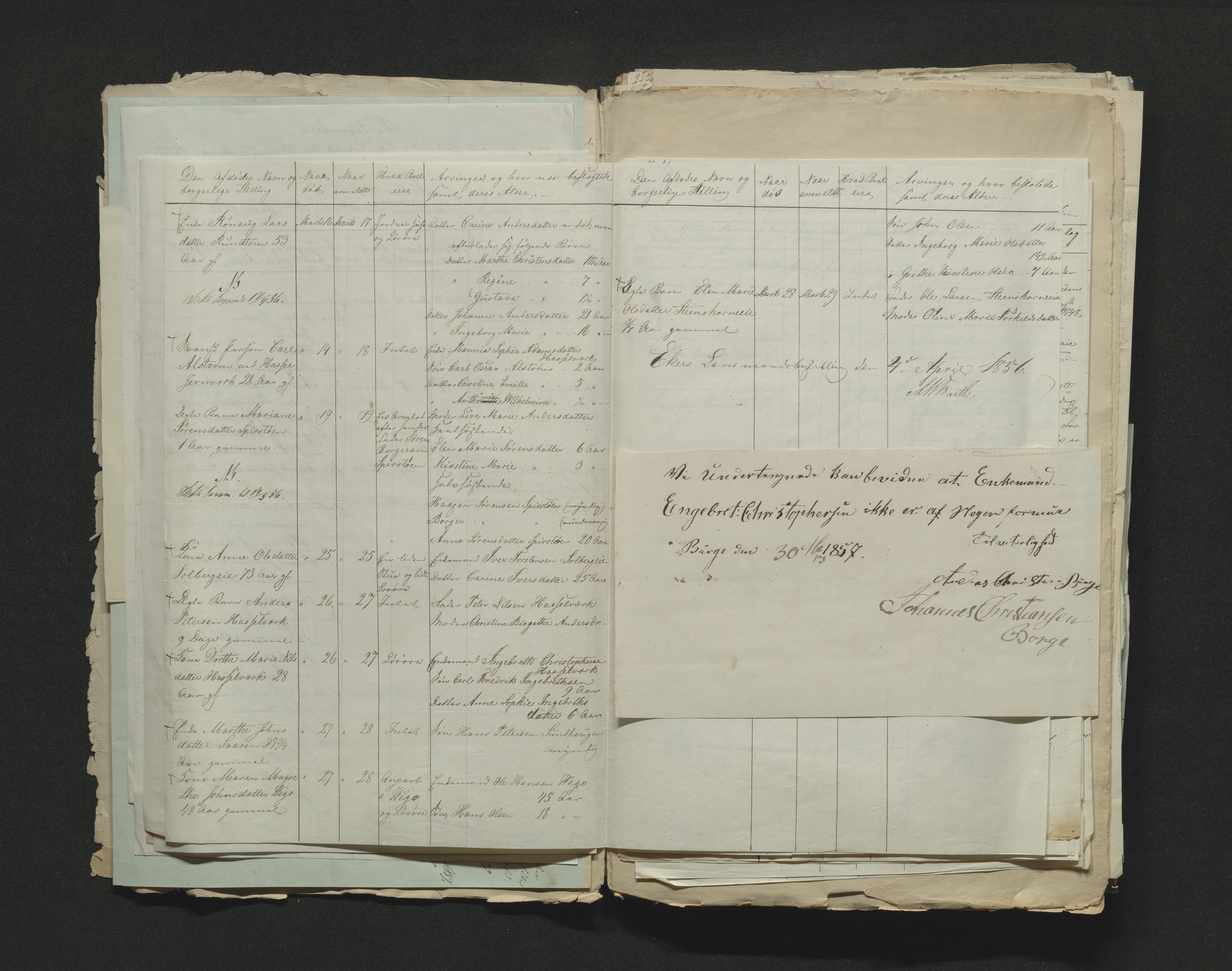 Eiker, Modum og Sigdal sorenskriveri, AV/SAKO-A-123/H/Ha/Hab/L0009: Dødsfallsmeldinger, 1854-1857, s. 275