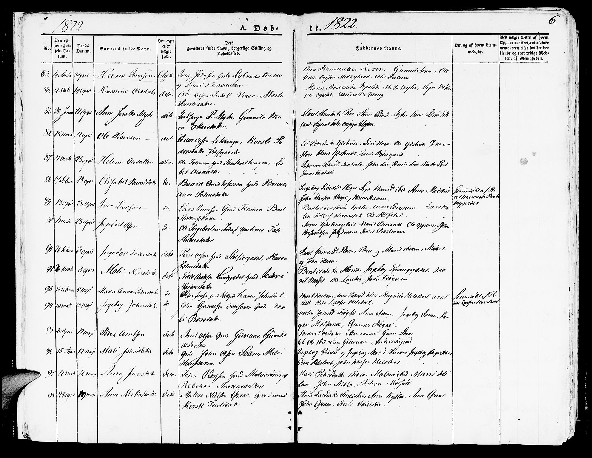 Ministerialprotokoller, klokkerbøker og fødselsregistre - Nord-Trøndelag, SAT/A-1458/709/L0070: Ministerialbok nr. 709A10, 1820-1832, s. 6