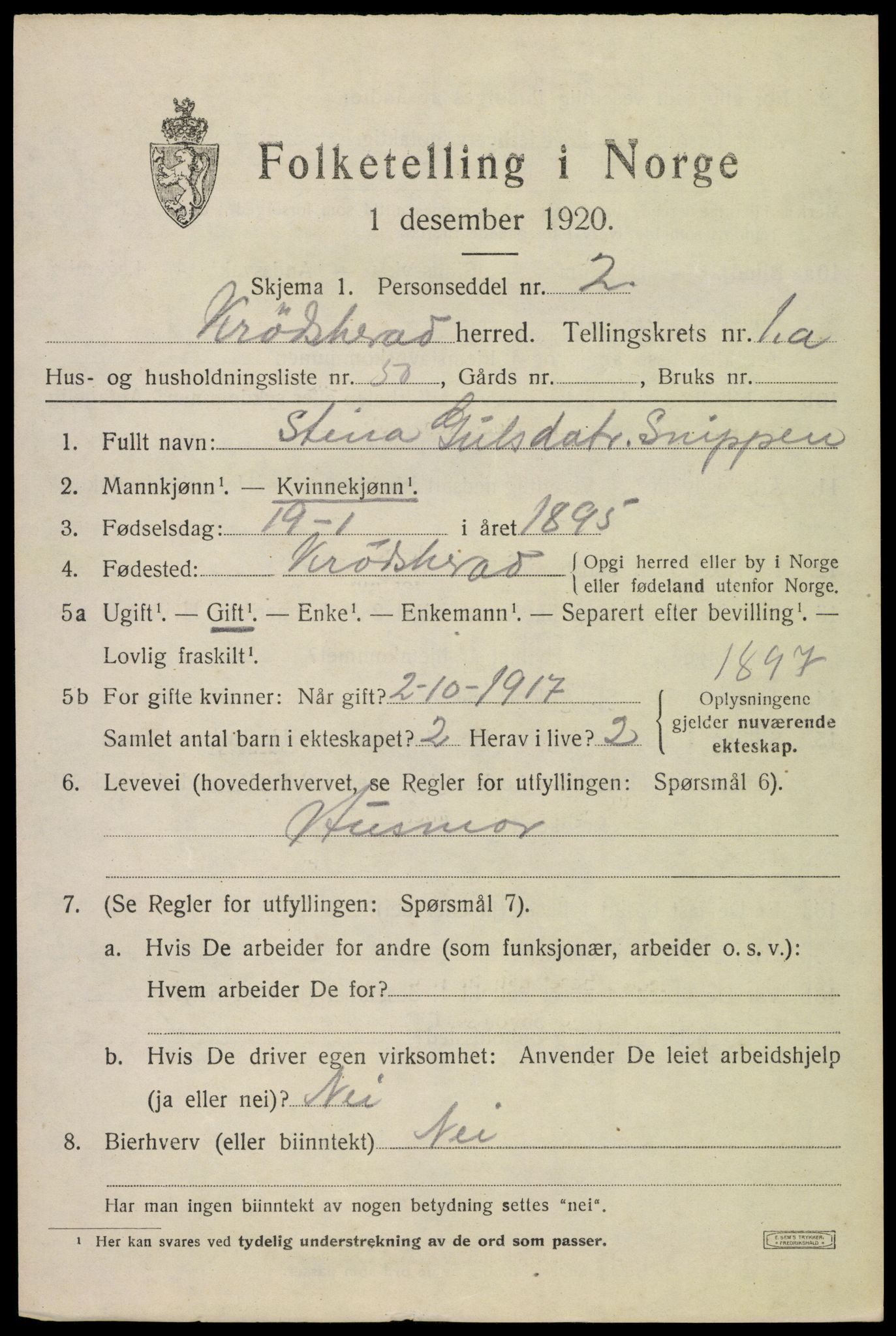 SAKO, Folketelling 1920 for 0622 Krødsherad herred, 1920, s. 1559