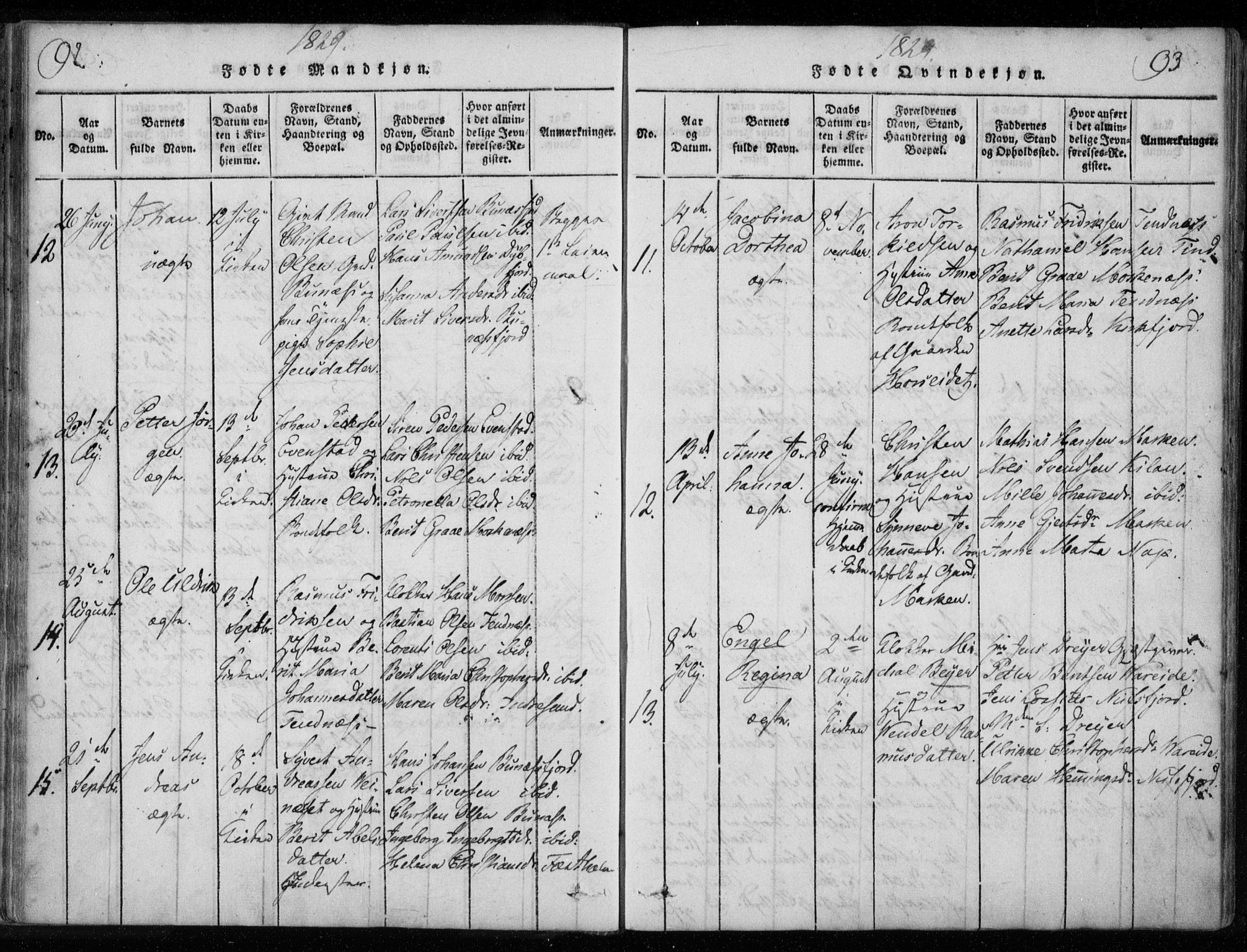 Ministerialprotokoller, klokkerbøker og fødselsregistre - Nordland, AV/SAT-A-1459/885/L1201: Ministerialbok nr. 885A02, 1820-1837, s. 92-93