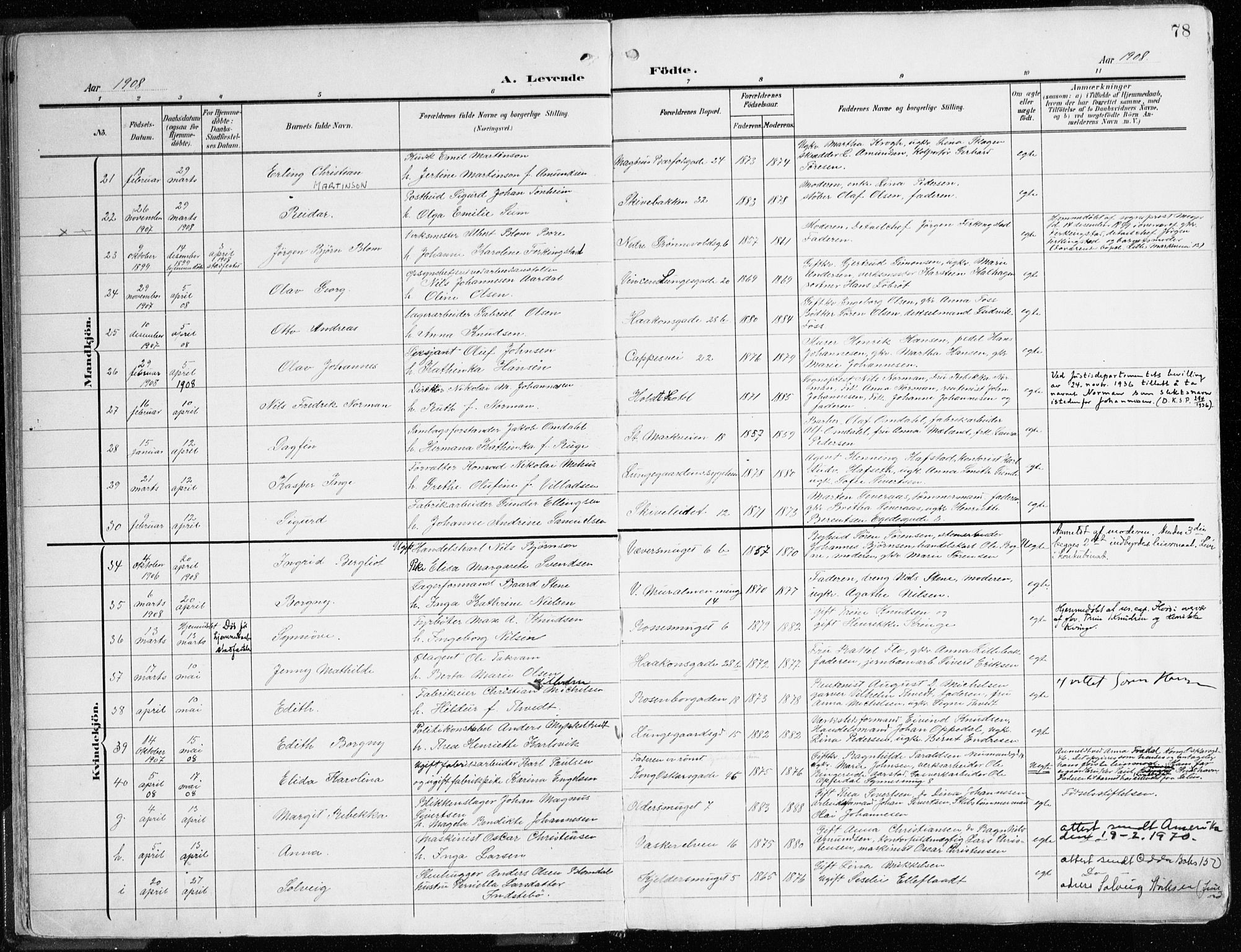 Domkirken sokneprestembete, AV/SAB-A-74801/H/Haa/L0025: Ministerialbok nr. B 8, 1903-1925, s. 78