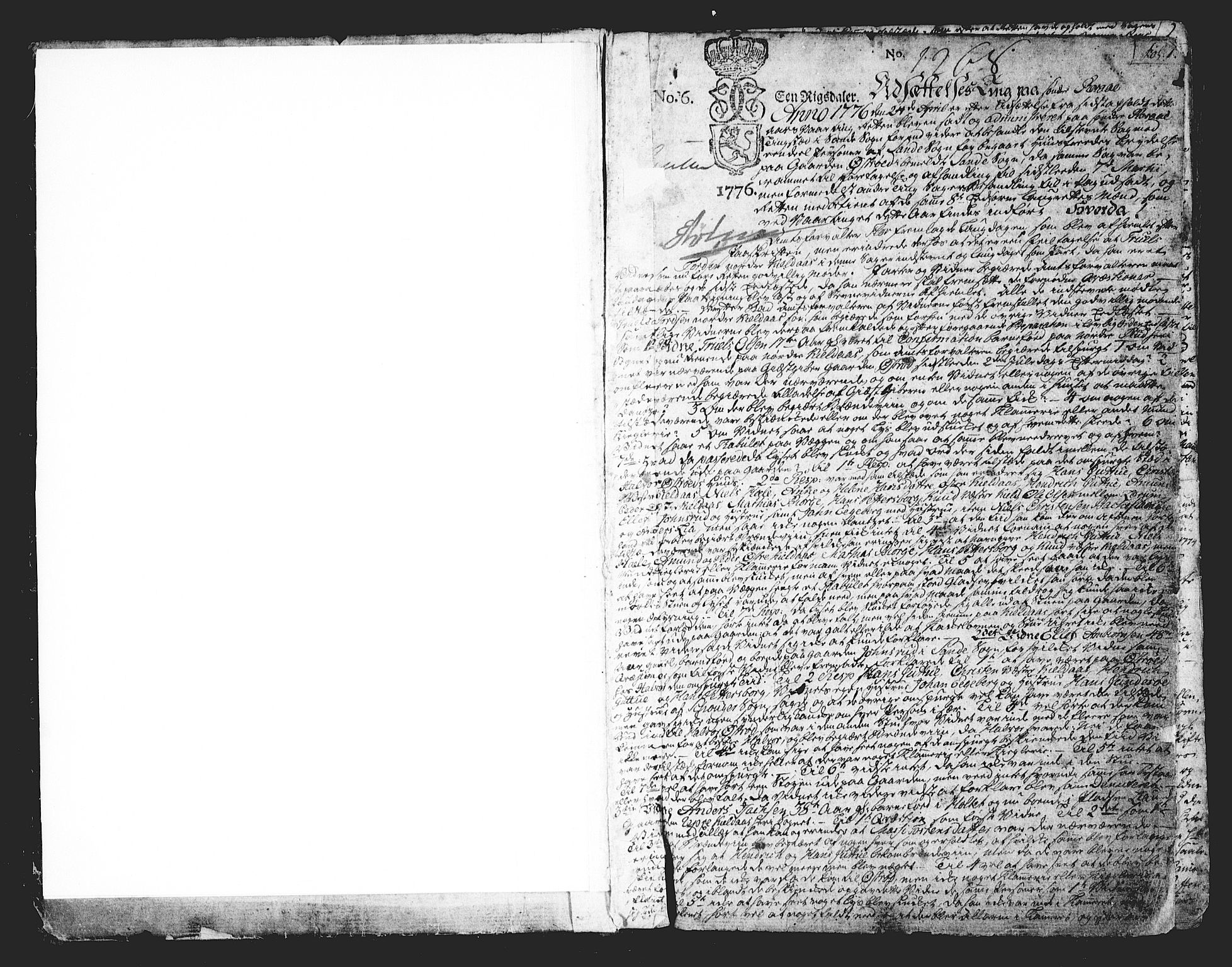 Nordre Jarlsberg sorenskriveri, SAKO/A-80/F/Fa/Faa/L0030: Tingbok, 1776-1785, s. 1