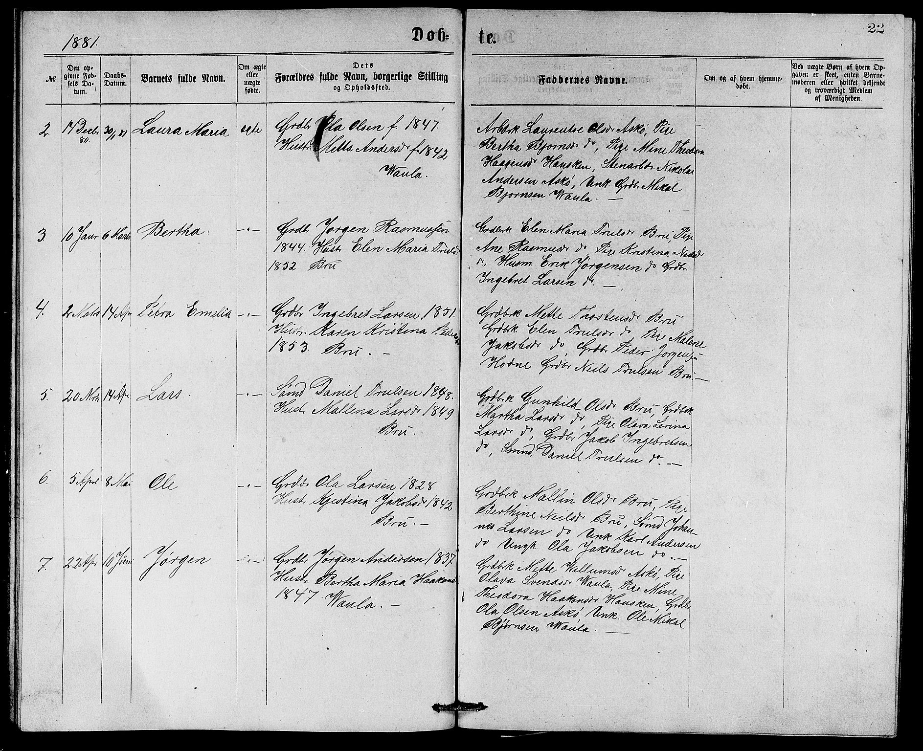 Rennesøy sokneprestkontor, AV/SAST-A -101827/H/Ha/Hab/L0005: Klokkerbok nr. B 5, 1871-1890, s. 22