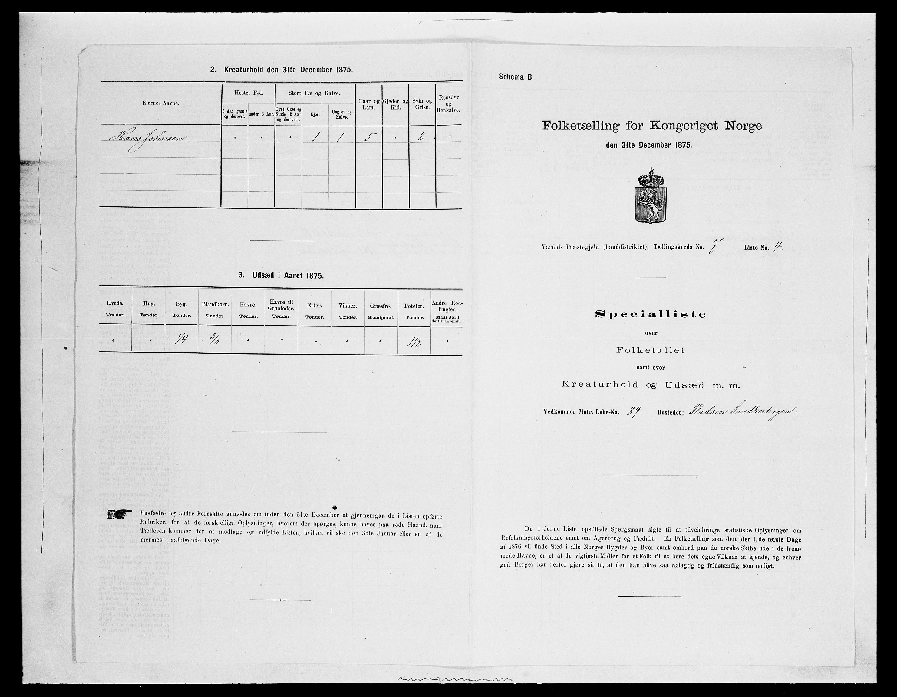 SAH, Folketelling 1875 for 0527L Vardal prestegjeld, Vardal sokn og Hunn sokn, 1875, s. 975