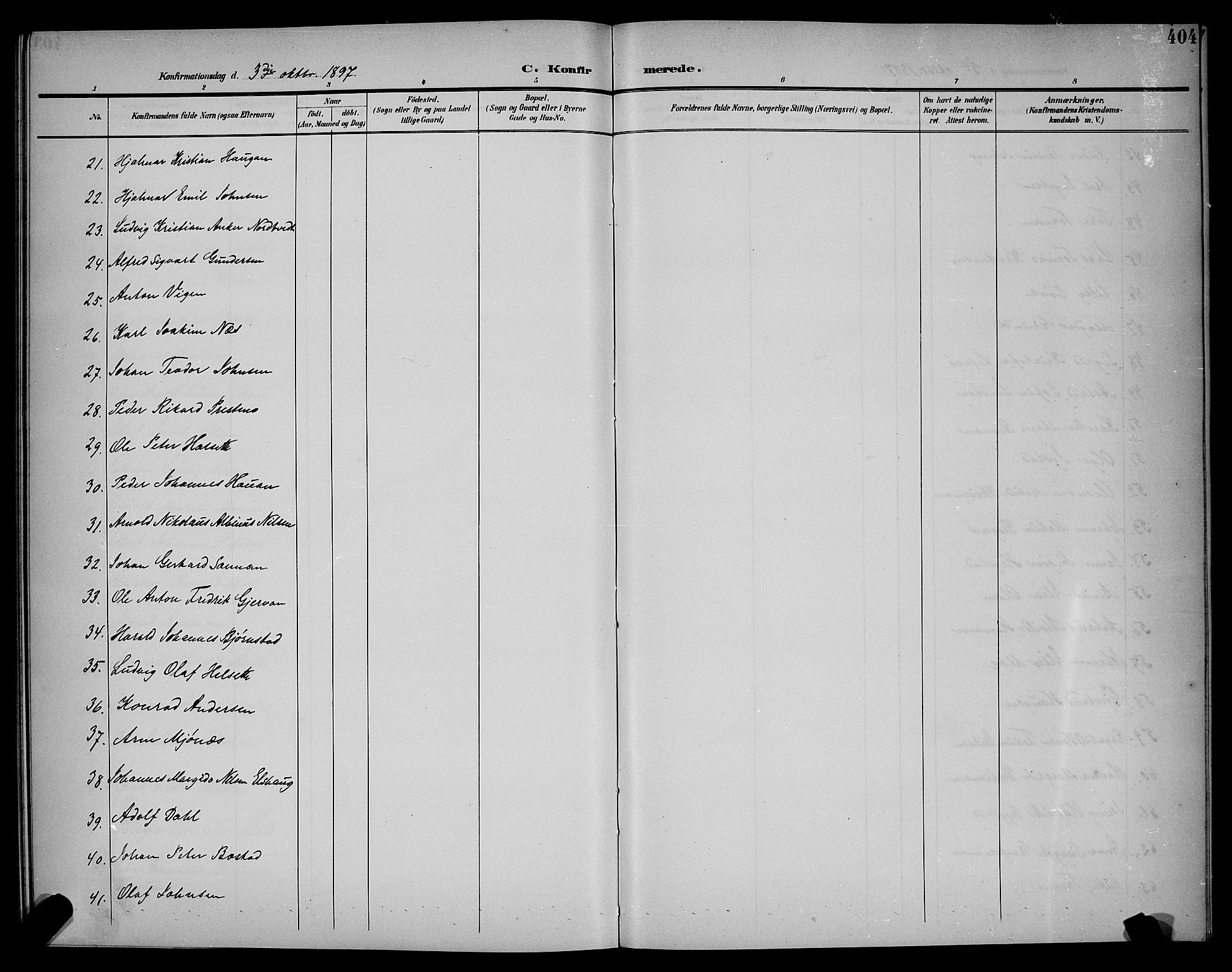 Ministerialprotokoller, klokkerbøker og fødselsregistre - Sør-Trøndelag, AV/SAT-A-1456/604/L0225: Klokkerbok nr. 604C08, 1895-1899, s. 404