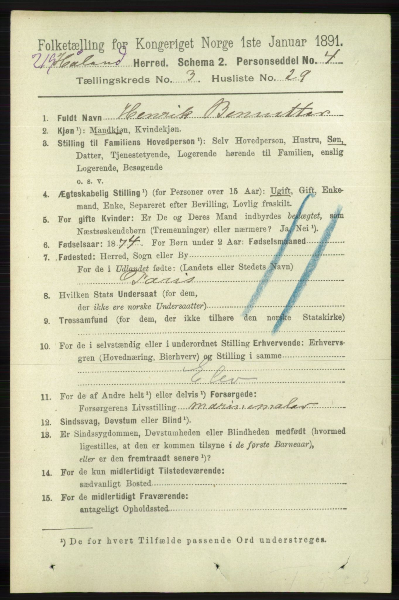 RA, Folketelling 1891 for 1124 Haaland herred, 1891, s. 1879