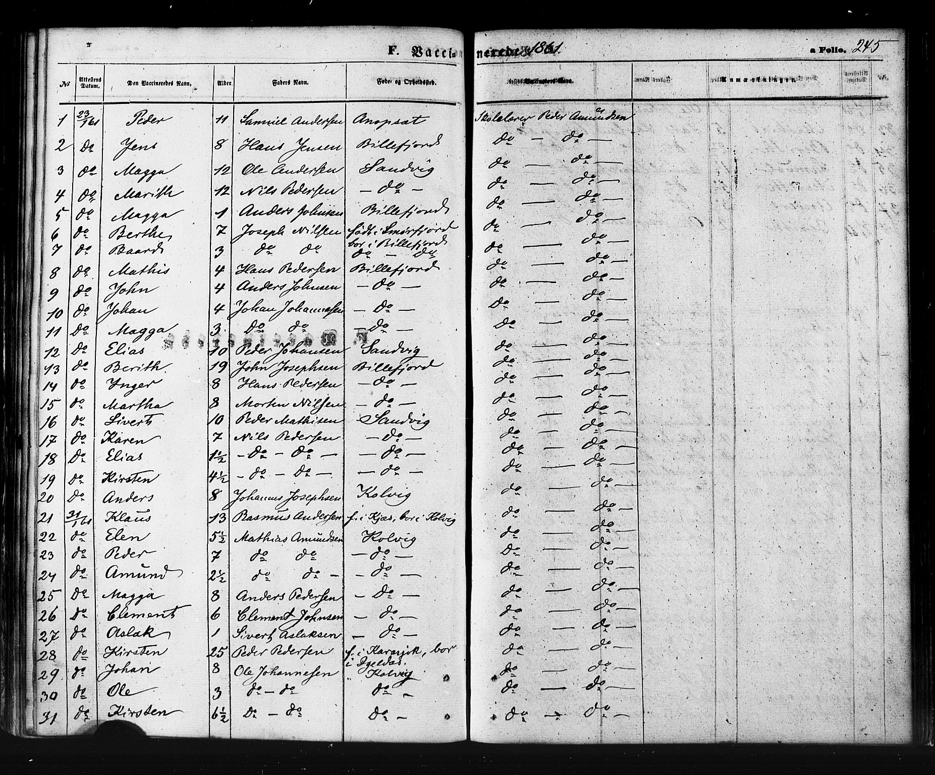 Kistrand/Porsanger sokneprestembete, AV/SATØ-S-1351/H/Ha/L0005.kirke: Ministerialbok nr. 5, 1860-1874, s. 245