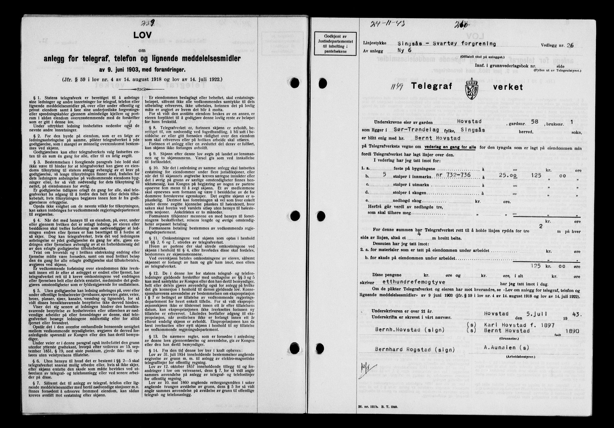 Gauldal sorenskriveri, SAT/A-0014/1/2/2C/L0057: Pantebok nr. 62, 1943-1944, Dagboknr: 1149/1943
