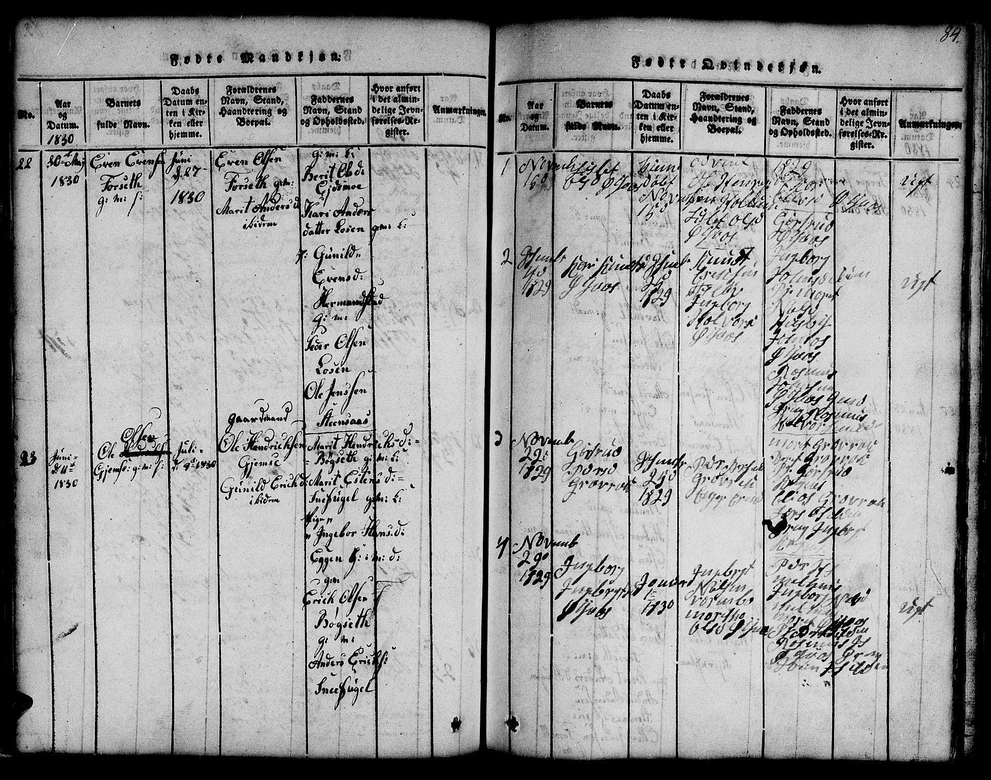 Ministerialprotokoller, klokkerbøker og fødselsregistre - Sør-Trøndelag, SAT/A-1456/691/L1092: Klokkerbok nr. 691C03, 1816-1852, s. 84