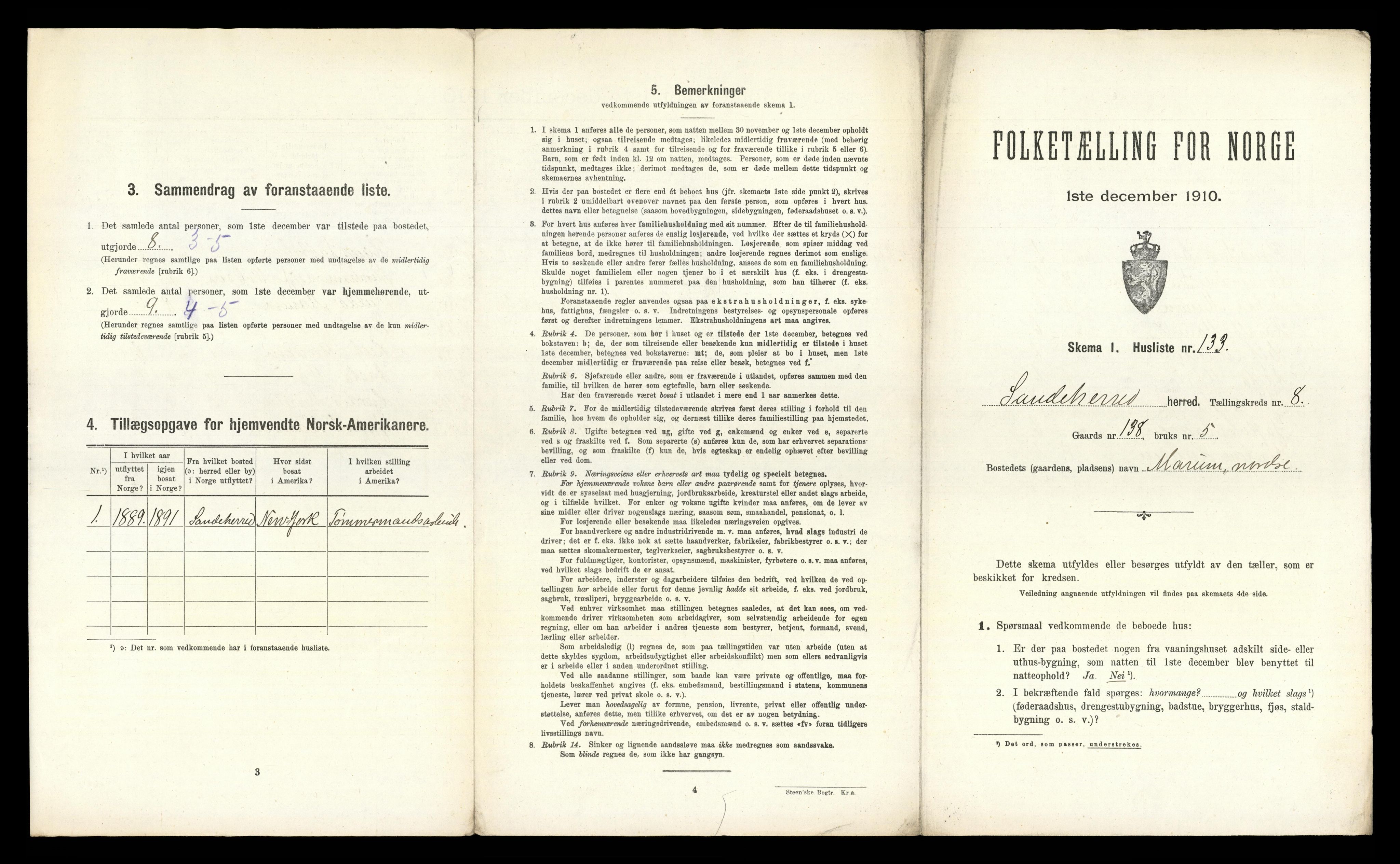 RA, Folketelling 1910 for 0724 Sandeherred herred, 1910, s. 1669