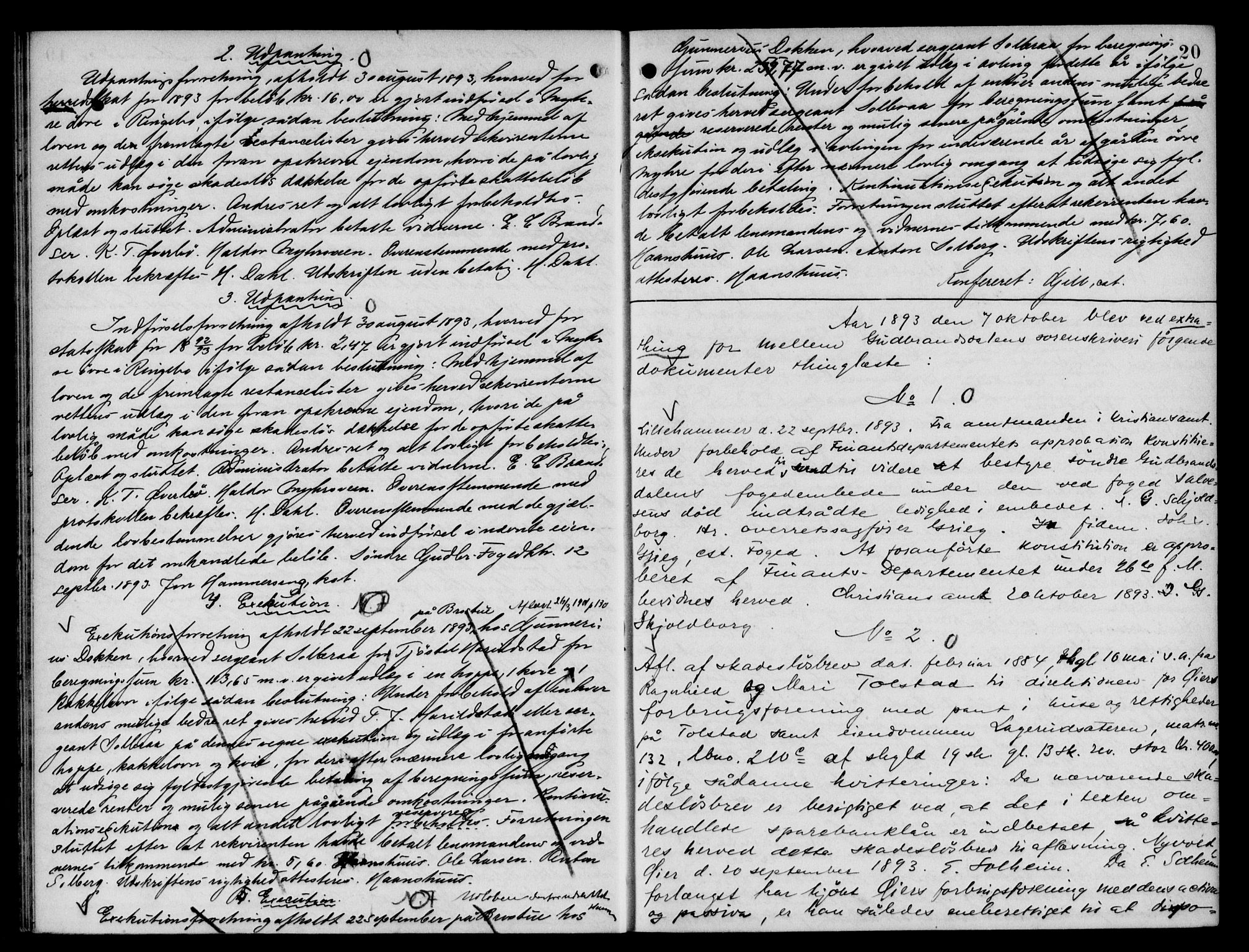 Mellom-Gudbrandsdal sorenskriveri, AV/SAH-TING-038/H/Hb/L0010: Pantebok nr. 10, 1893-1896, s. 20