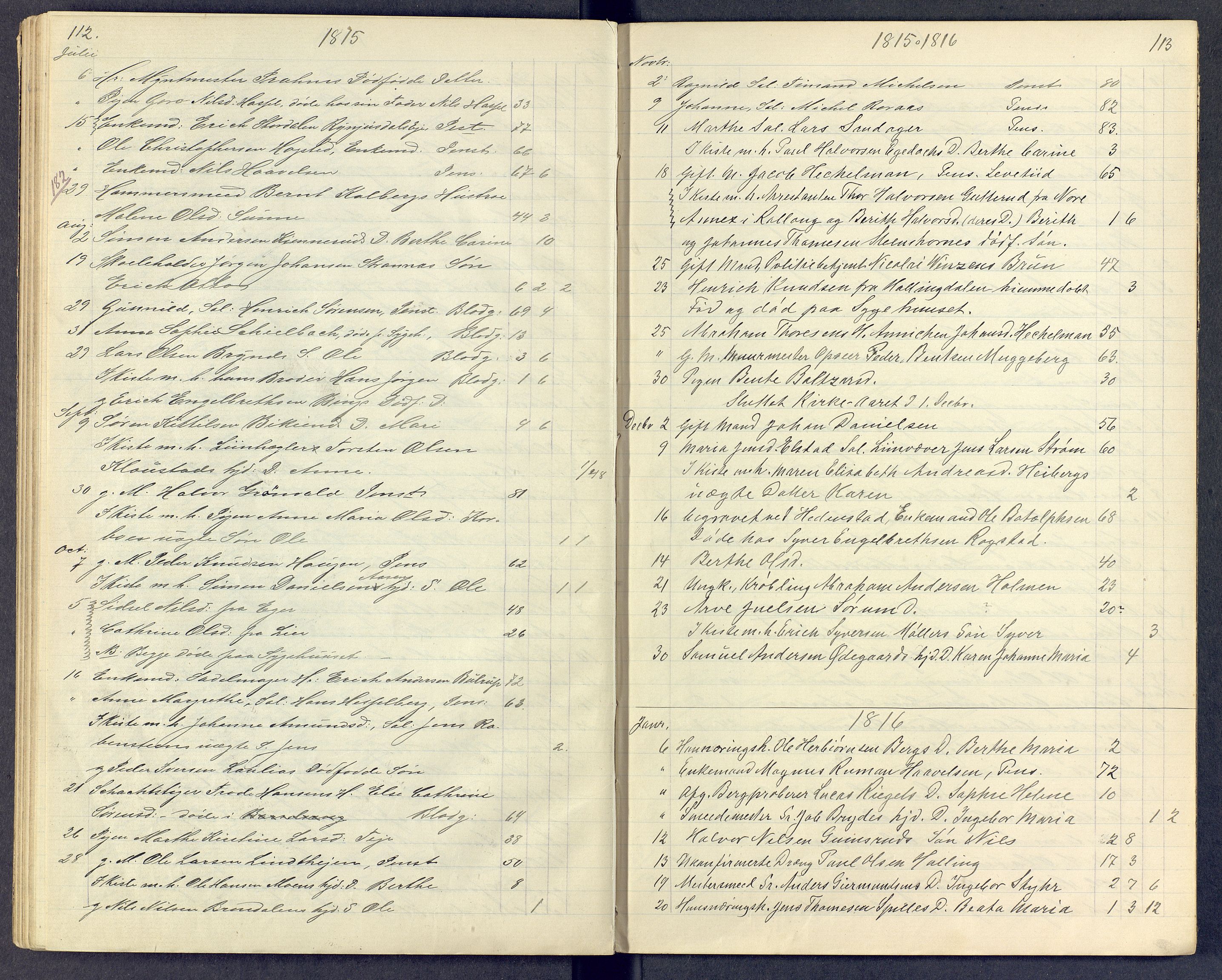 Kongsberg kirkebøker, SAKO/A-22/G/Ga/L0000e: Klokkerbok nr. 0e, 1795-1816, s. 112-113