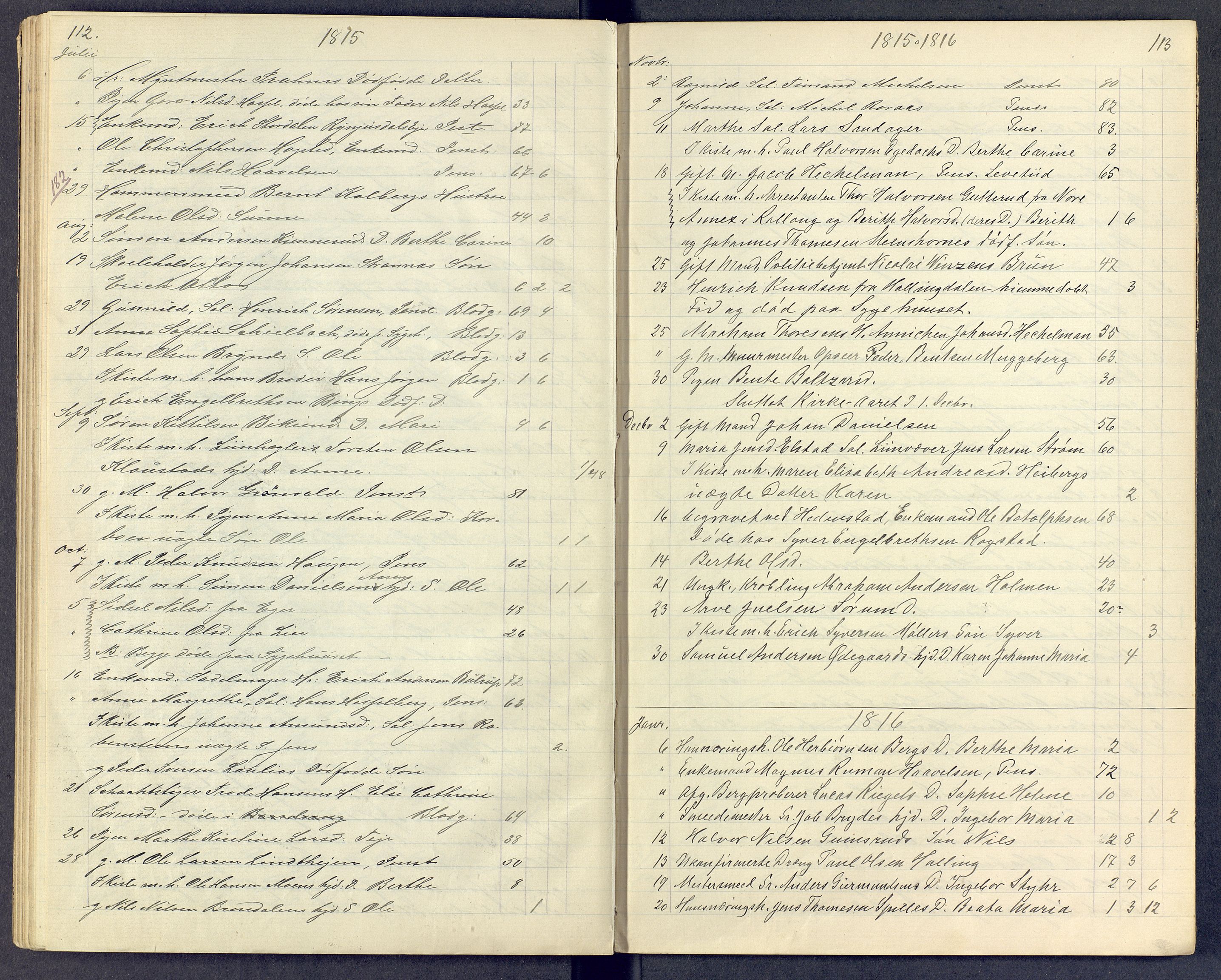 Kongsberg kirkebøker, AV/SAKO-A-22/G/Ga/L0000e: Klokkerbok nr. 0e, 1795-1816, s. 112-113