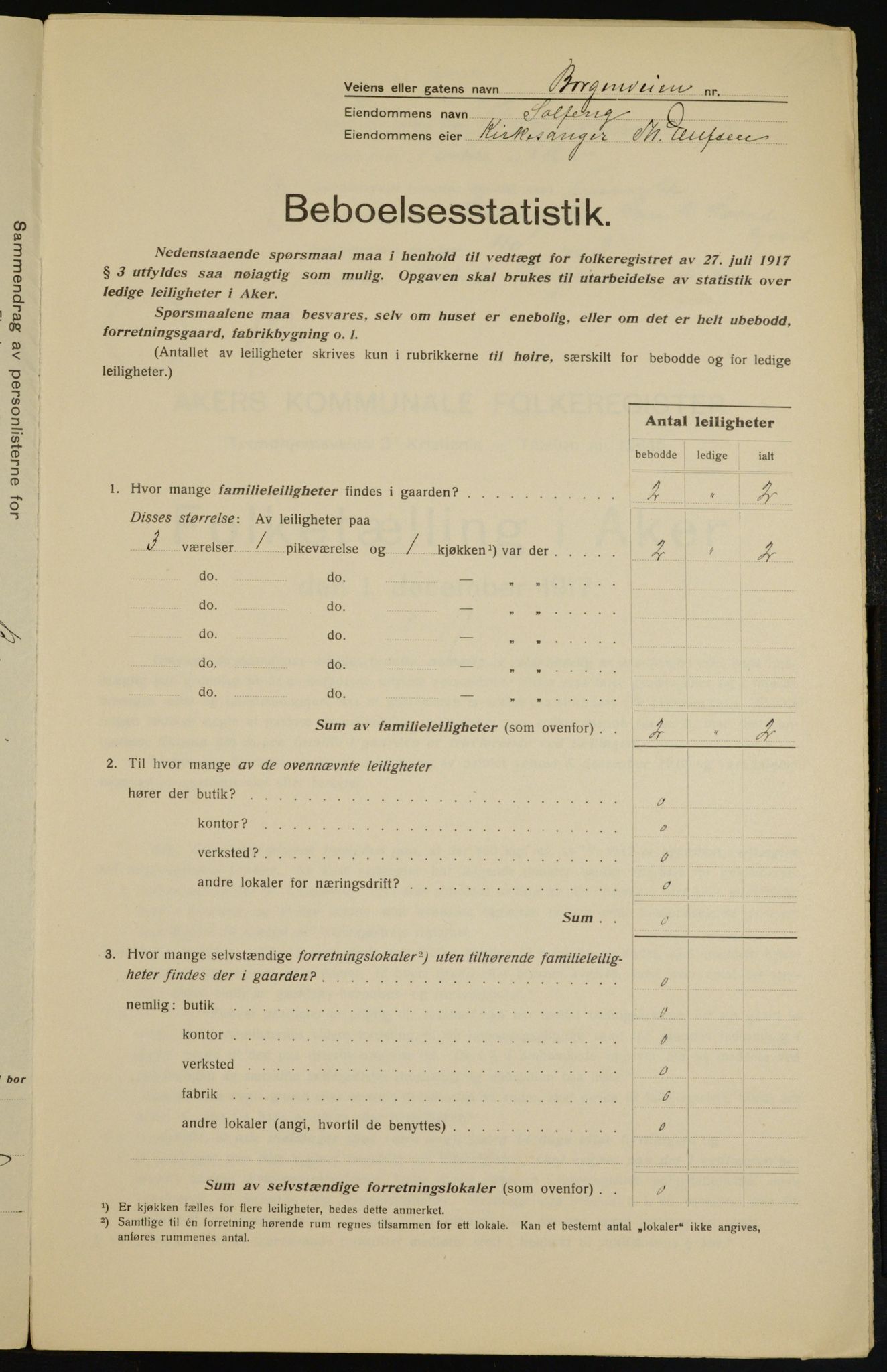 OBA, Kommunal folketelling 1.12.1917 for Aker, 1917, s. 8839