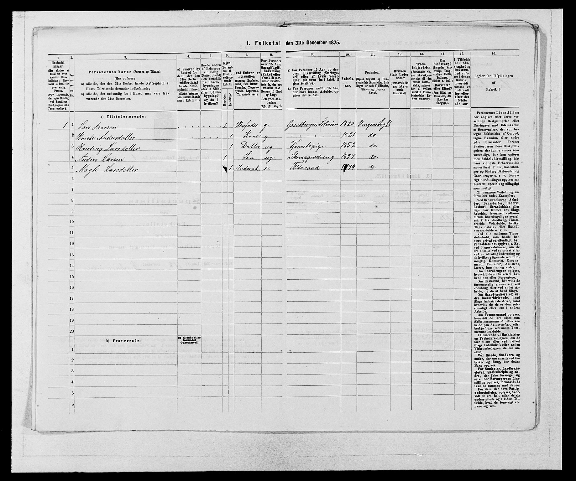 SAB, Folketelling 1875 for 1235P Voss prestegjeld, 1875, s. 470