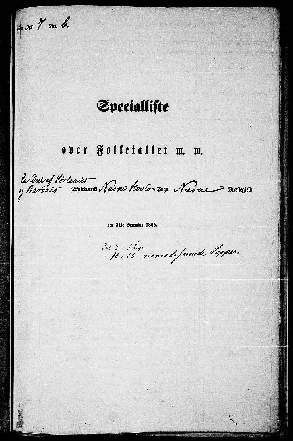 RA, Folketelling 1865 for 1828P Nesna prestegjeld, 1865, s. 161
