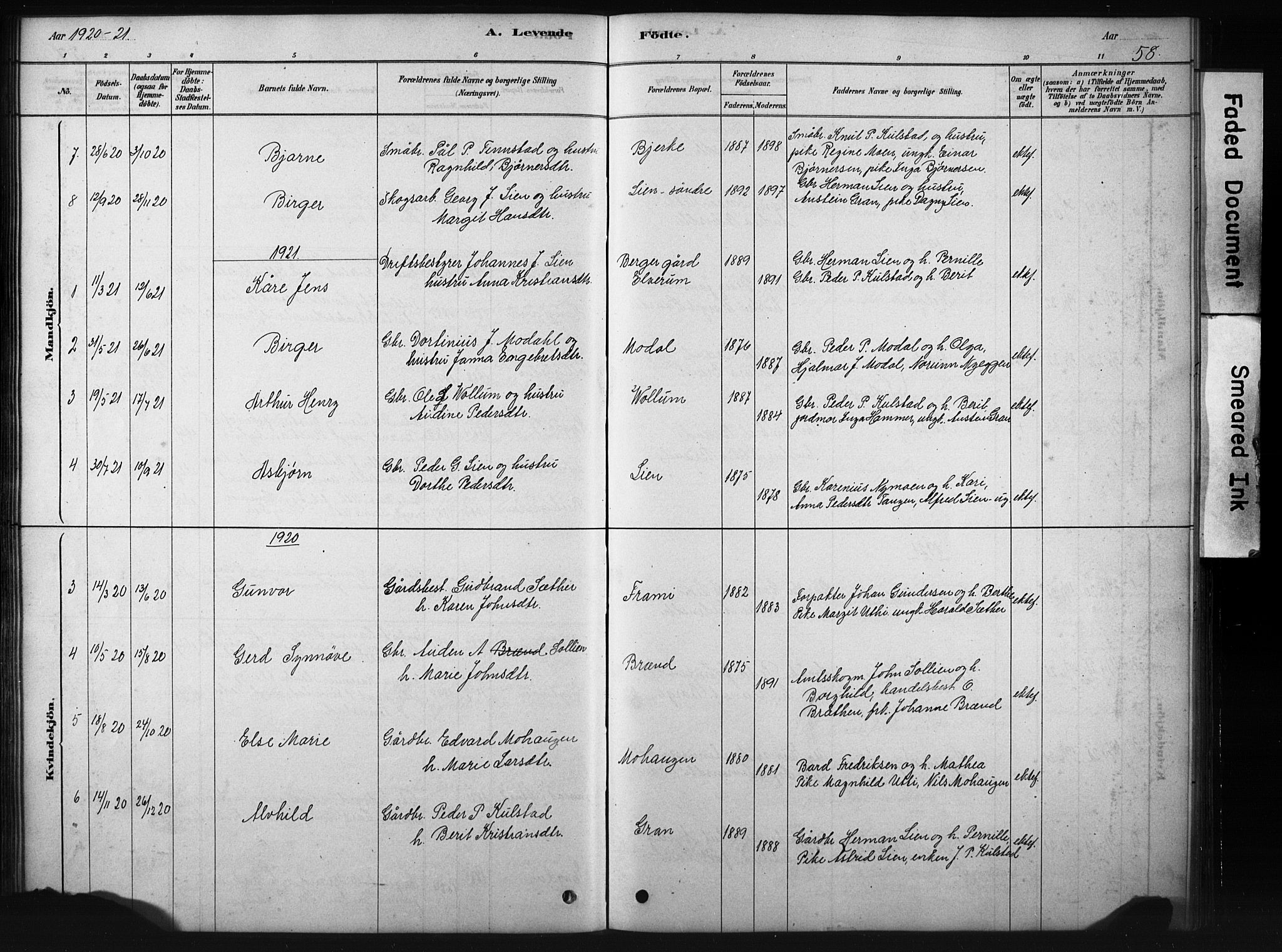 Sollia prestekontor, AV/SAH-PREST-050/H/Ha/Hab/L0002: Klokkerbok nr. 2, 1880-1933, s. 58