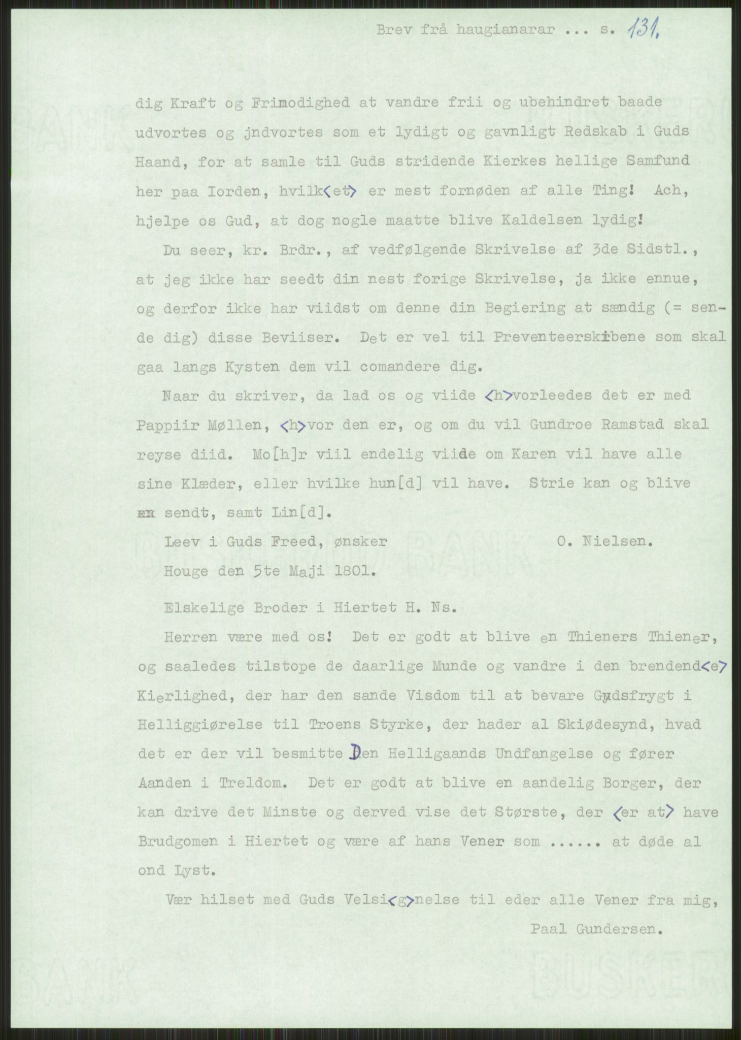 Samlinger til kildeutgivelse, Haugianerbrev, AV/RA-EA-6834/F/L0001: Haugianerbrev I: 1760-1804, 1760-1804, s. 131