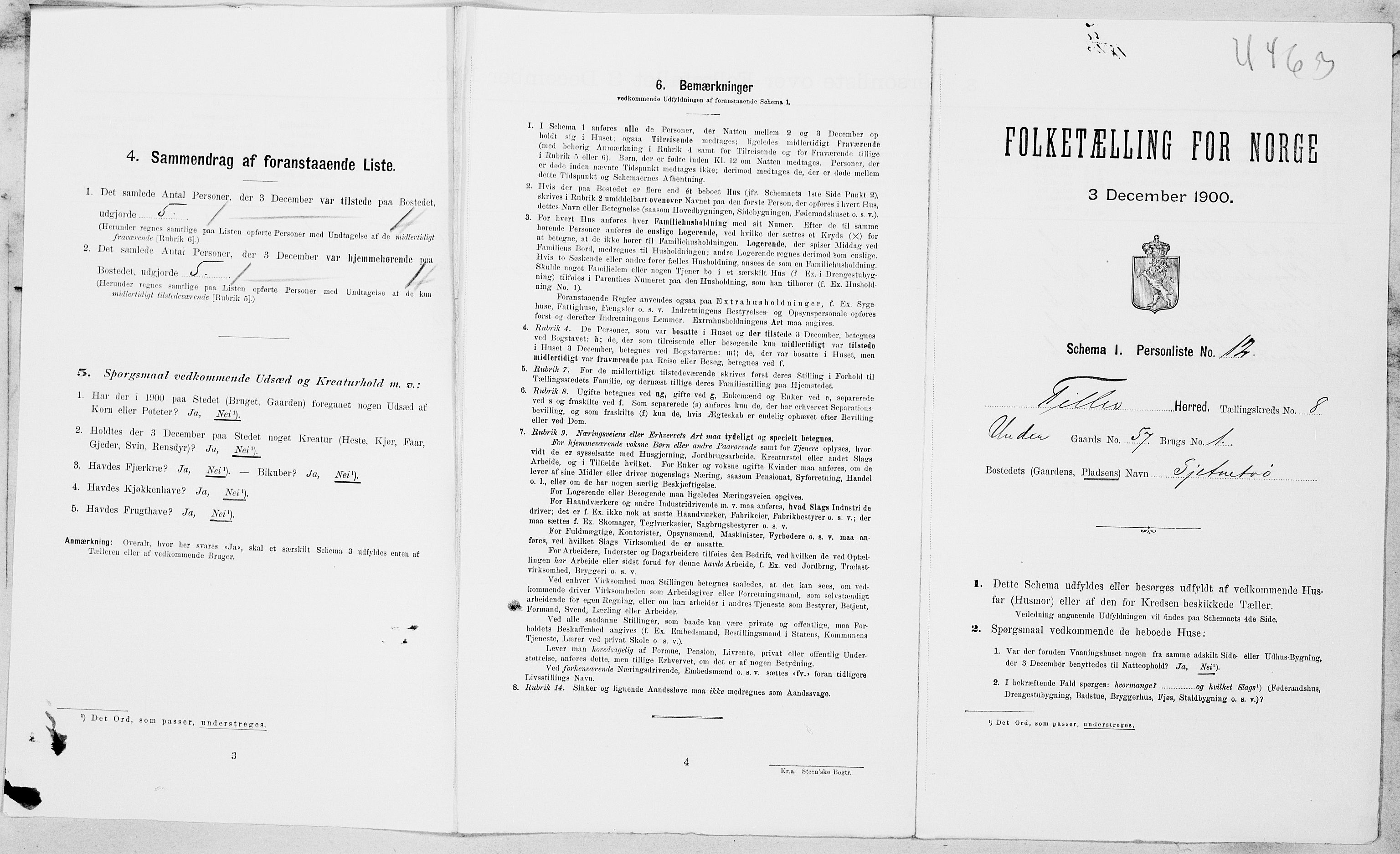 SAT, Folketelling 1900 for 1661 Tiller herred, 1900, s. 136