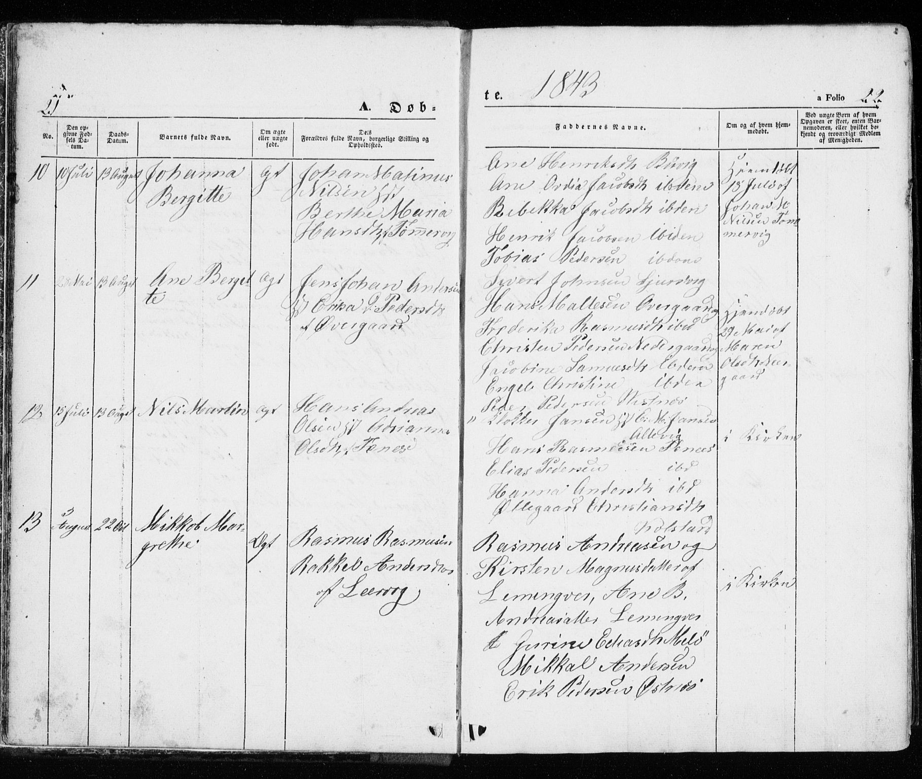 Trondenes sokneprestkontor, AV/SATØ-S-1319/H/Ha/L0010kirke: Ministerialbok nr. 10, 1840-1865, s. 21-22