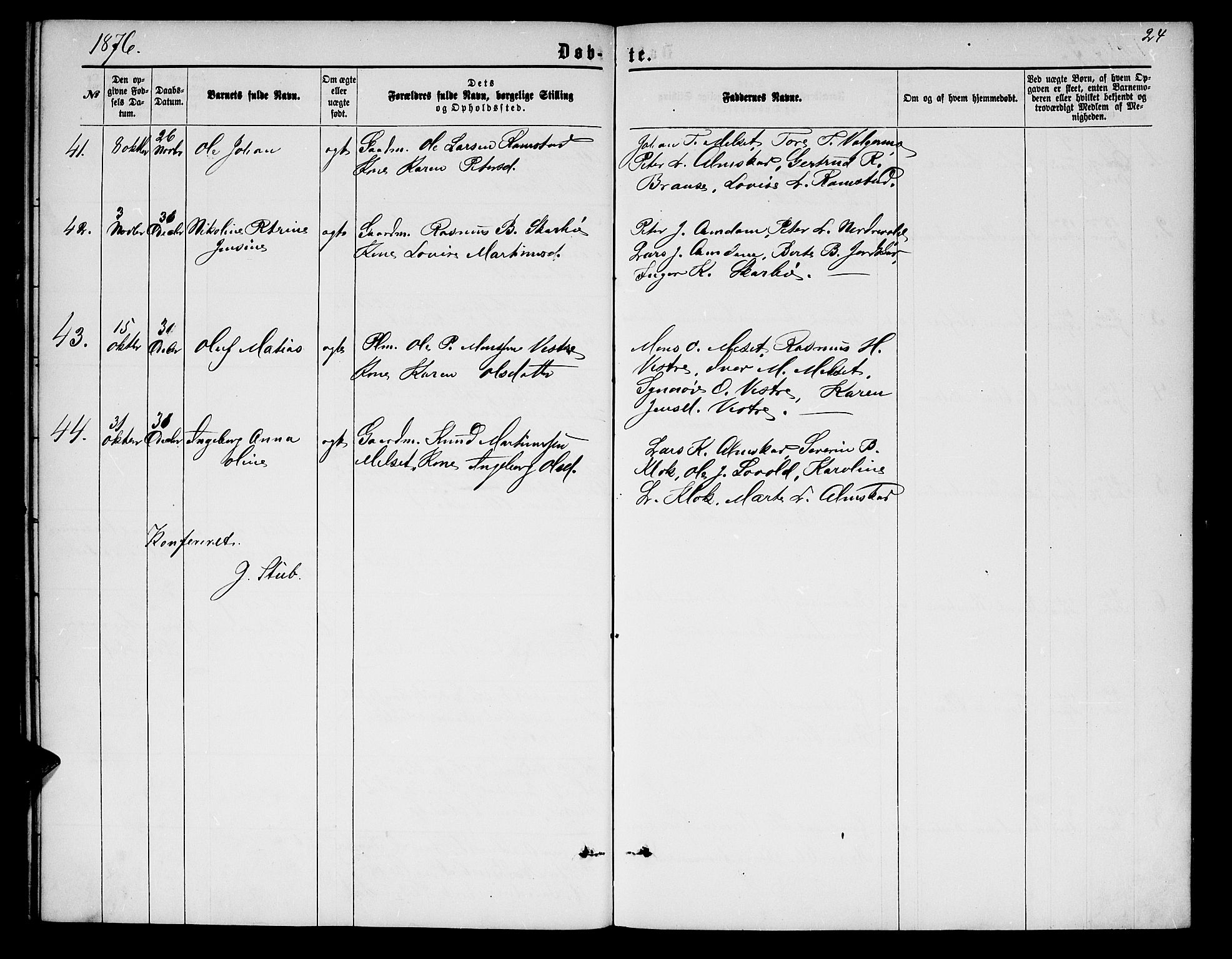 Ministerialprotokoller, klokkerbøker og fødselsregistre - Møre og Romsdal, AV/SAT-A-1454/522/L0325: Klokkerbok nr. 522C04, 1872-1877, s. 24