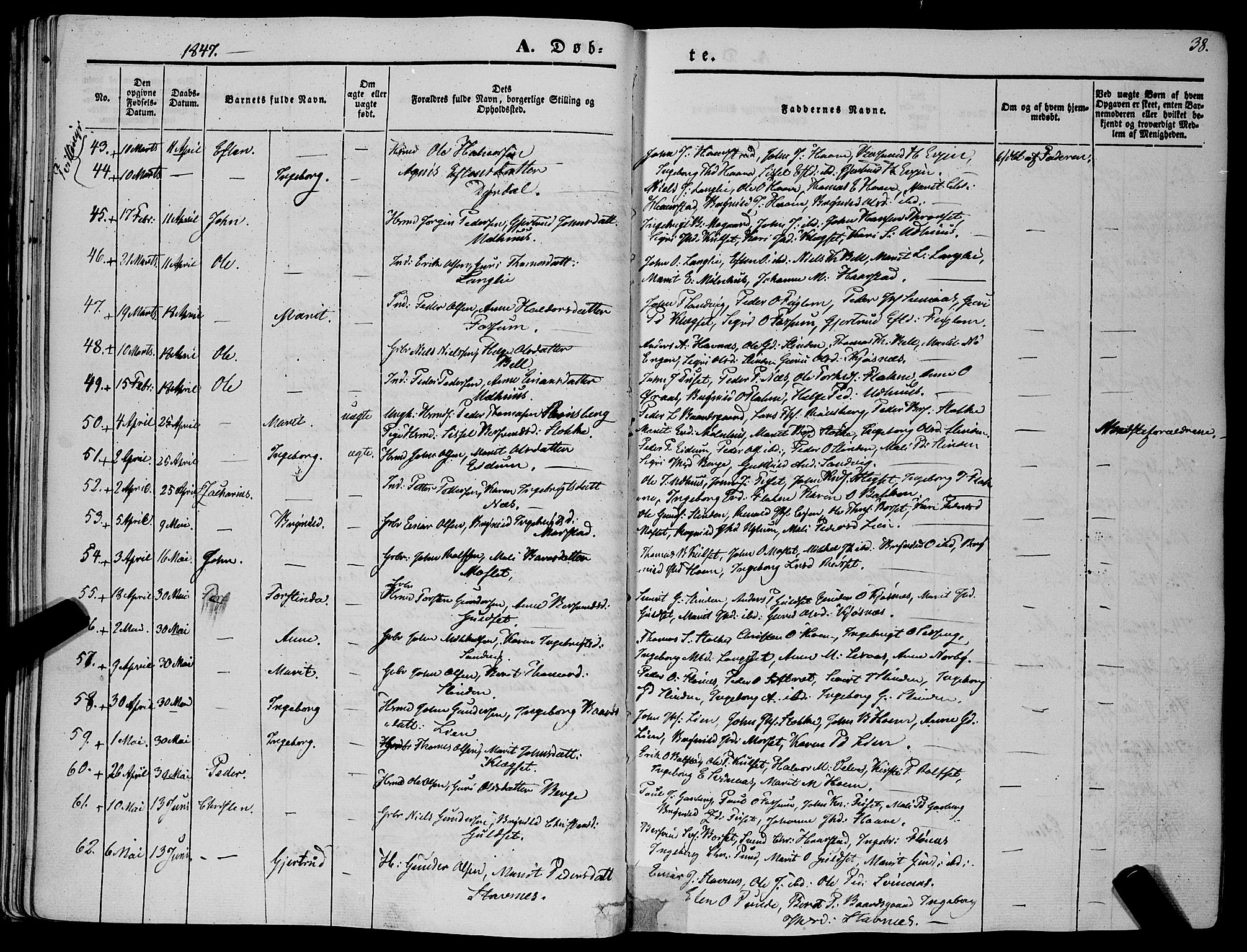 Ministerialprotokoller, klokkerbøker og fødselsregistre - Sør-Trøndelag, SAT/A-1456/695/L1145: Ministerialbok nr. 695A06 /1, 1843-1859, s. 38