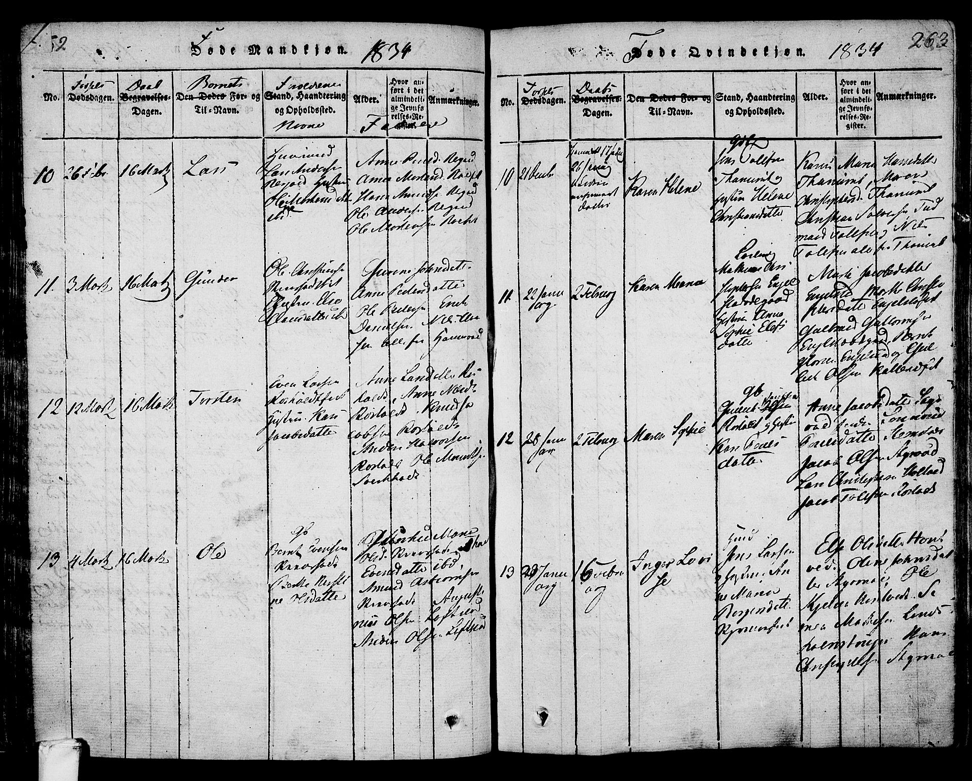 Lardal kirkebøker, AV/SAKO-A-350/F/Fa/L0005: Ministerialbok nr. I 5, 1814-1835, s. 262-263