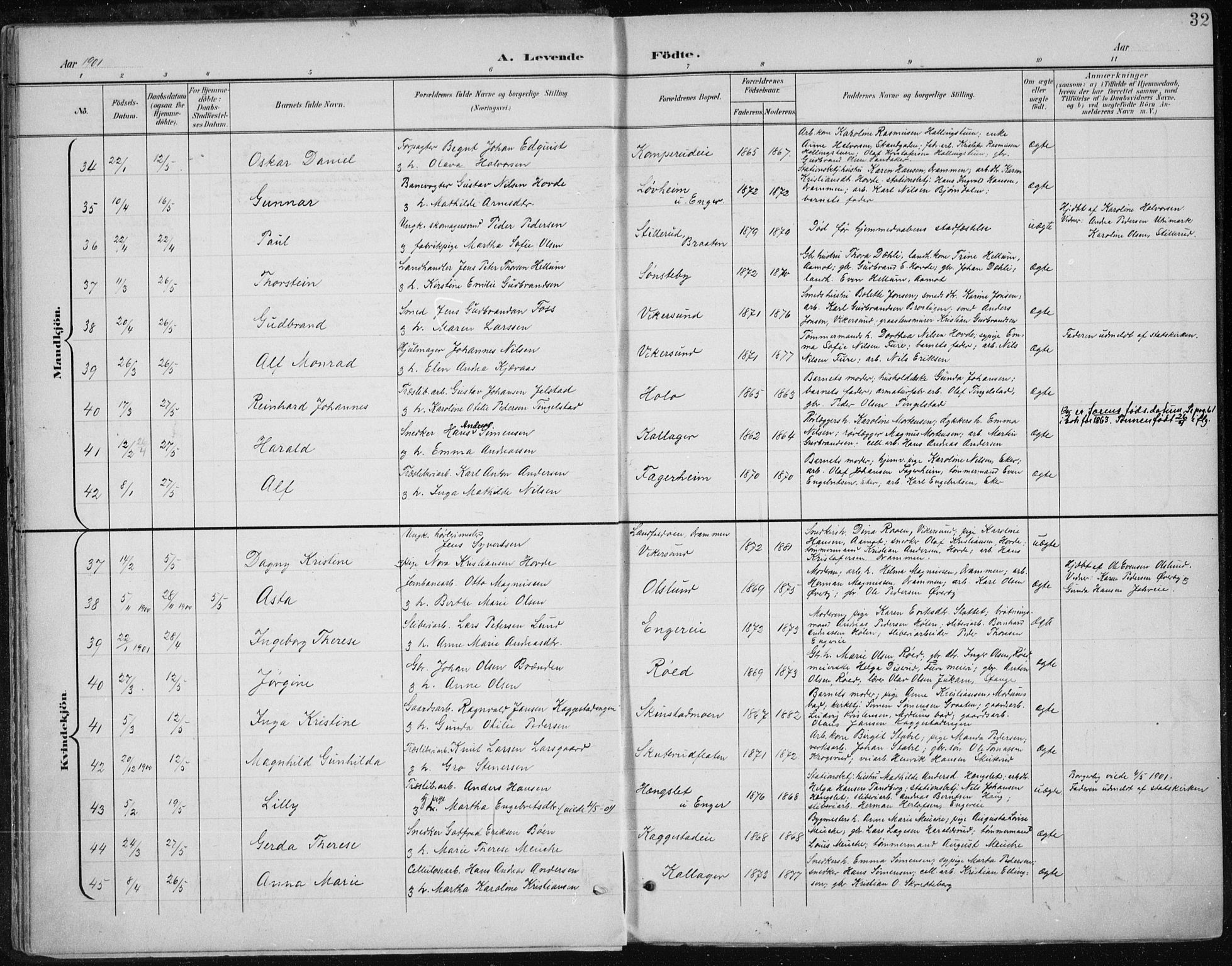 Modum kirkebøker, AV/SAKO-A-234/F/Fa/L0013: Ministerialbok nr. 13, 1899-1907, s. 32