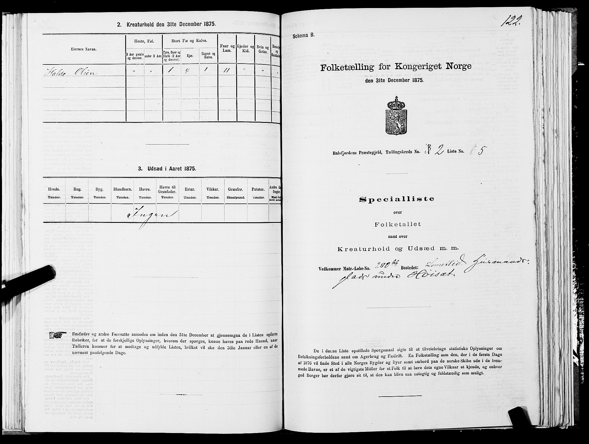 SATØ, Folketelling 1875 for 1933P Balsfjord prestegjeld, 1875, s. 1122