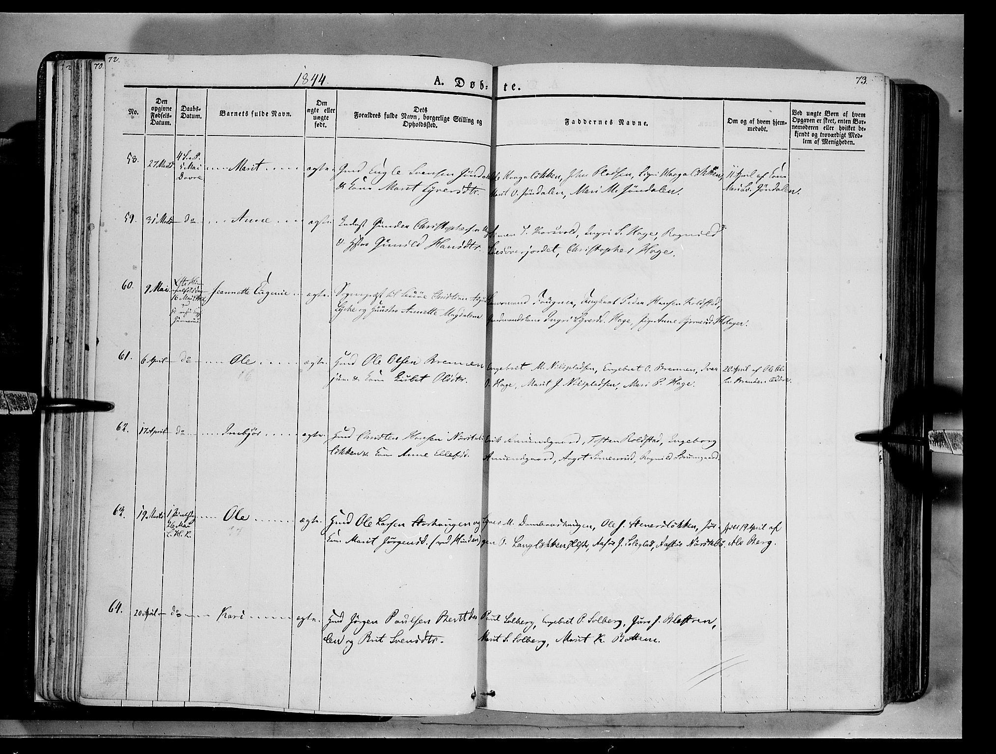 Lesja prestekontor, AV/SAH-PREST-068/H/Ha/Haa/L0006: Ministerialbok nr. 6A, 1843-1854, s. 72-73
