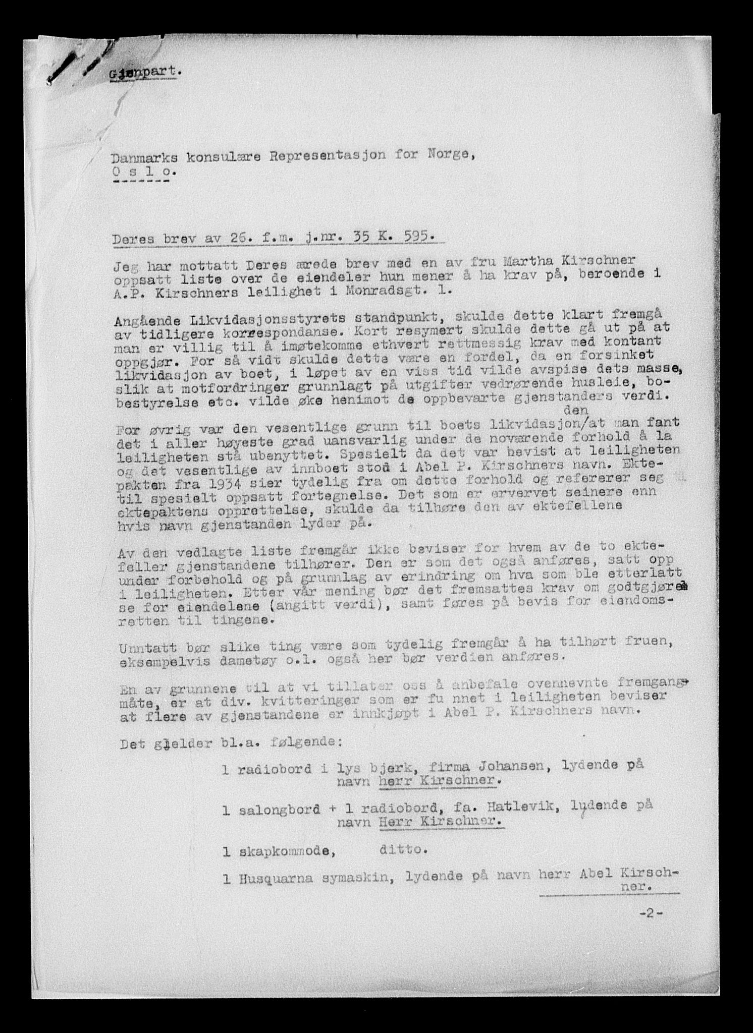 Justisdepartementet, Tilbakeføringskontoret for inndratte formuer, AV/RA-S-1564/H/Hc/Hcc/L0951: --, 1945-1947, s. 410