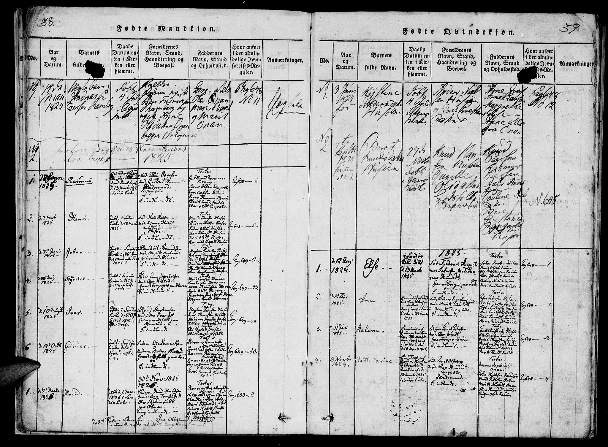 Ministerialprotokoller, klokkerbøker og fødselsregistre - Møre og Romsdal, SAT/A-1454/561/L0727: Ministerialbok nr. 561A01, 1817-1858, s. 38-39