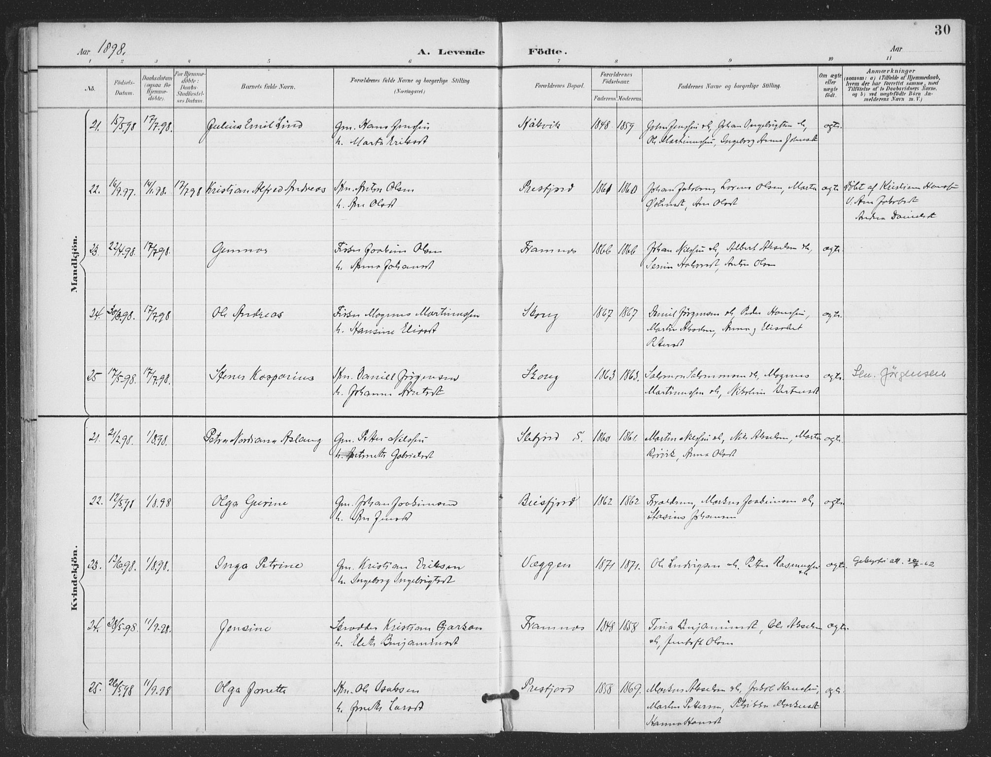 Ministerialprotokoller, klokkerbøker og fødselsregistre - Nordland, AV/SAT-A-1459/866/L0939: Ministerialbok nr. 866A02, 1894-1906, s. 30