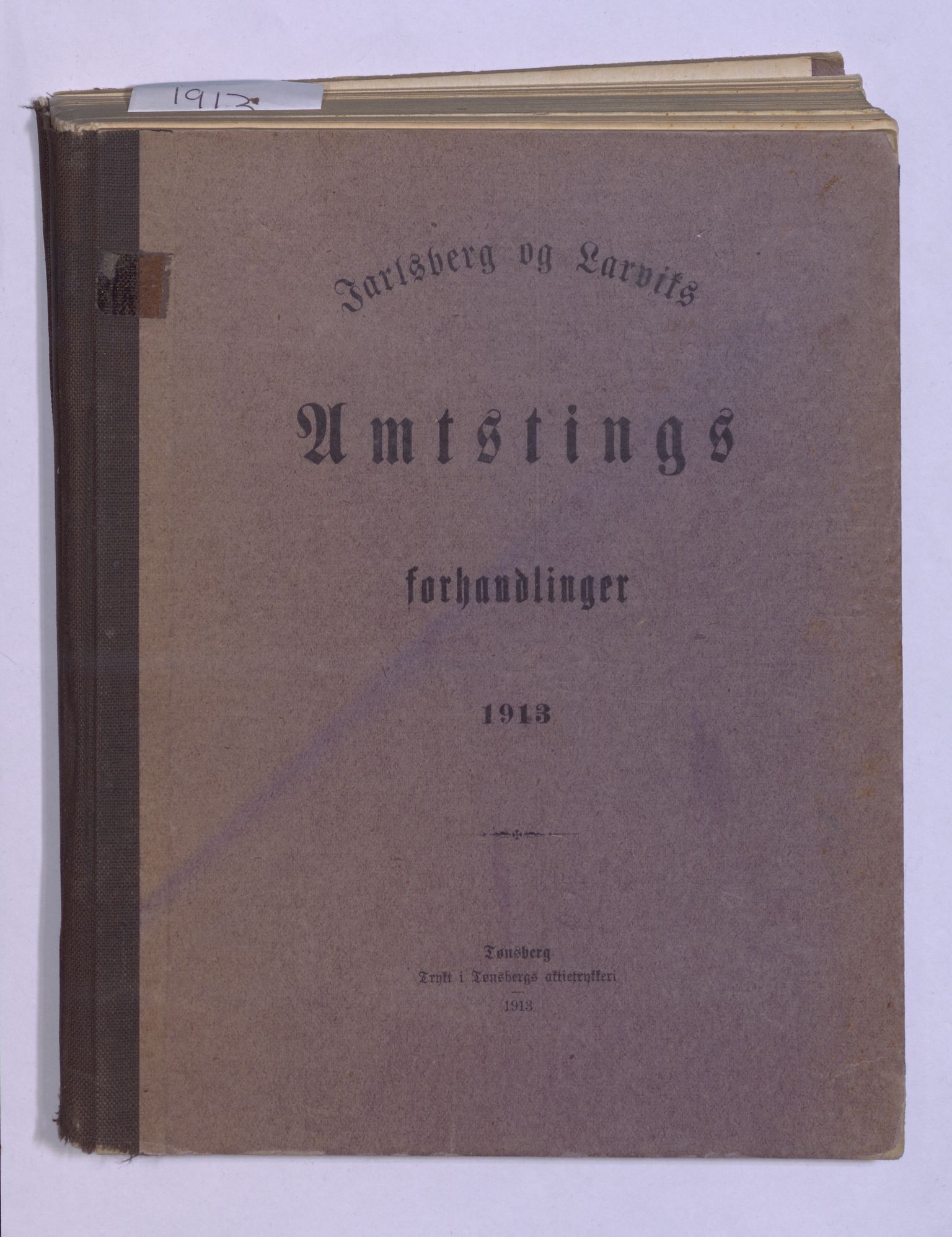 Vestfold fylkeskommune. Fylkestinget, VEMU/A-1315/A/Ab/Abb/L0060: Fylkestingsforhandlinger, 1913