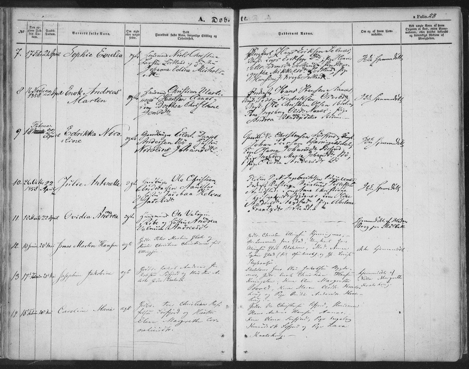 Ministerialprotokoller, klokkerbøker og fødselsregistre - Nordland, AV/SAT-A-1459/895/L1369: Ministerialbok nr. 895A04, 1852-1872, s. 28