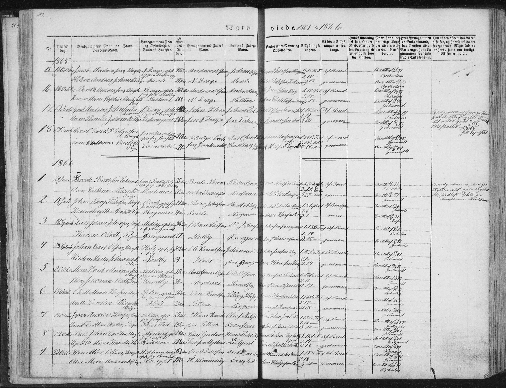 Ministerialprotokoller, klokkerbøker og fødselsregistre - Nordland, SAT/A-1459/847/L0667: Ministerialbok nr. 847A07, 1842-1871, s. 289