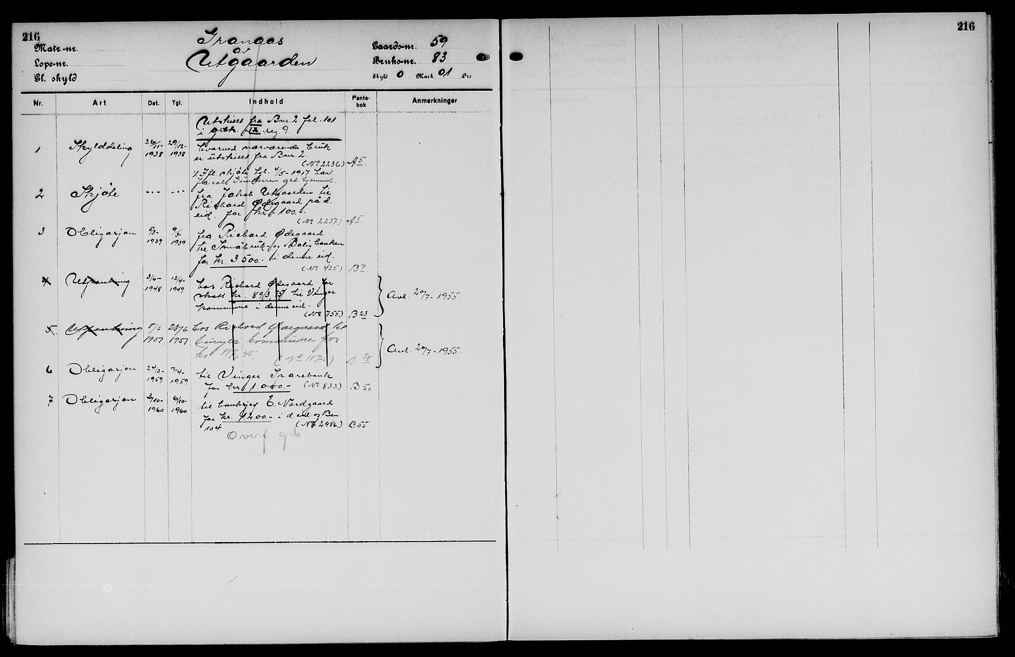 Vinger og Odal sorenskriveri, SAH/TING-022/H/Ha/Hac/Hacc/L0012: Panteregister nr. 3.12, 1923, s. 216