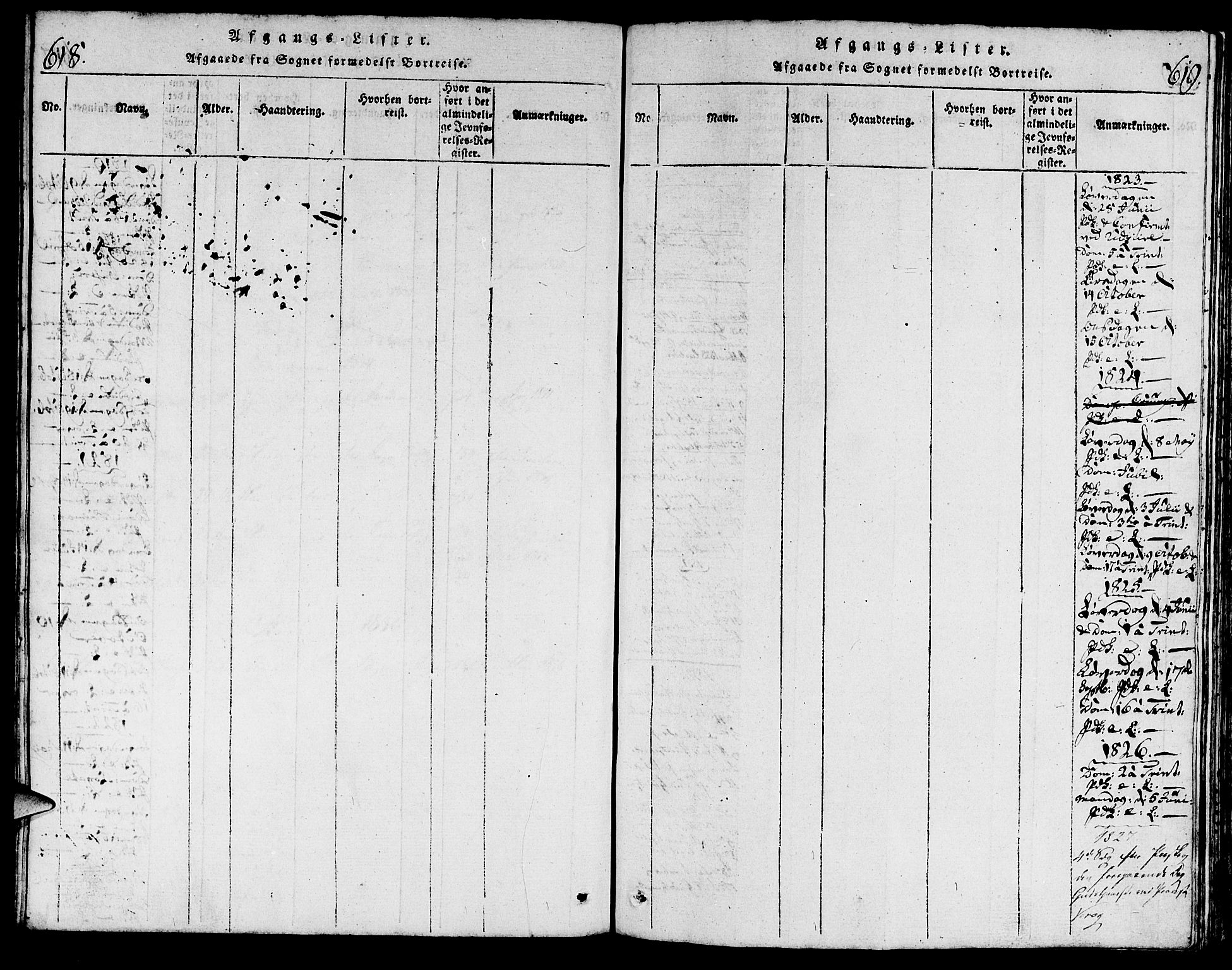 Torvastad sokneprestkontor, SAST/A -101857/H/Ha/Haa/L0003: Ministerialbok nr. A 3 /2, 1817-1837, s. 618-619