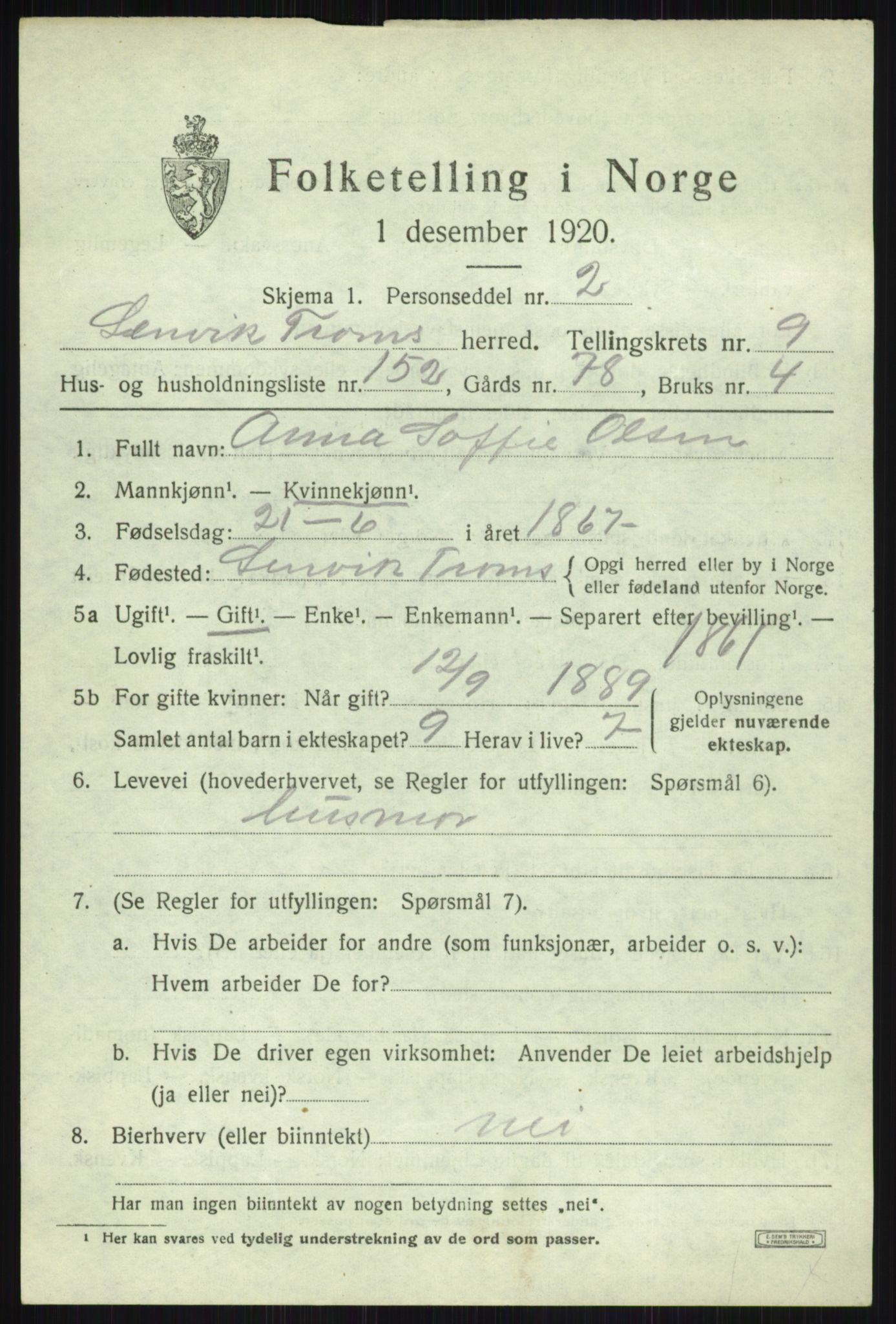 SATØ, Folketelling 1920 for 1931 Lenvik herred, 1920, s. 14126