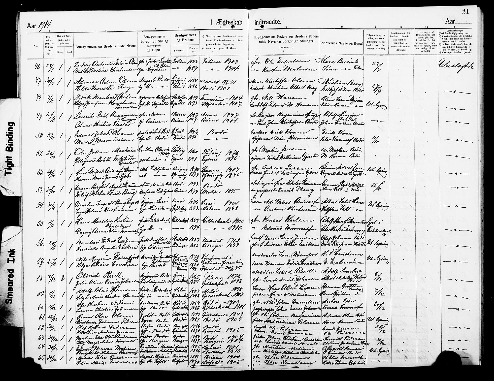 Ministerialprotokoller, klokkerbøker og fødselsregistre - Nordland, AV/SAT-A-1459/801/L0035: Klokkerbok nr. 801C10, 1910-1923, s. 21